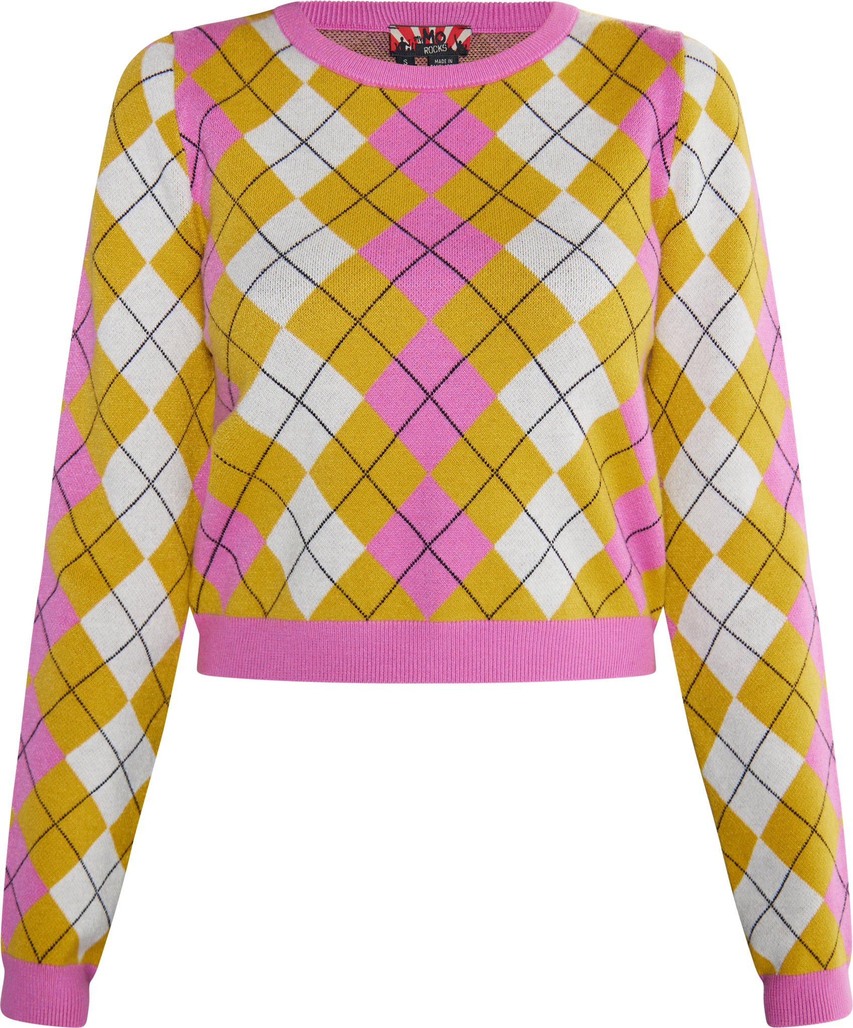 Mymo Strickpullover Damen Pink Gelb Mehrfarbig