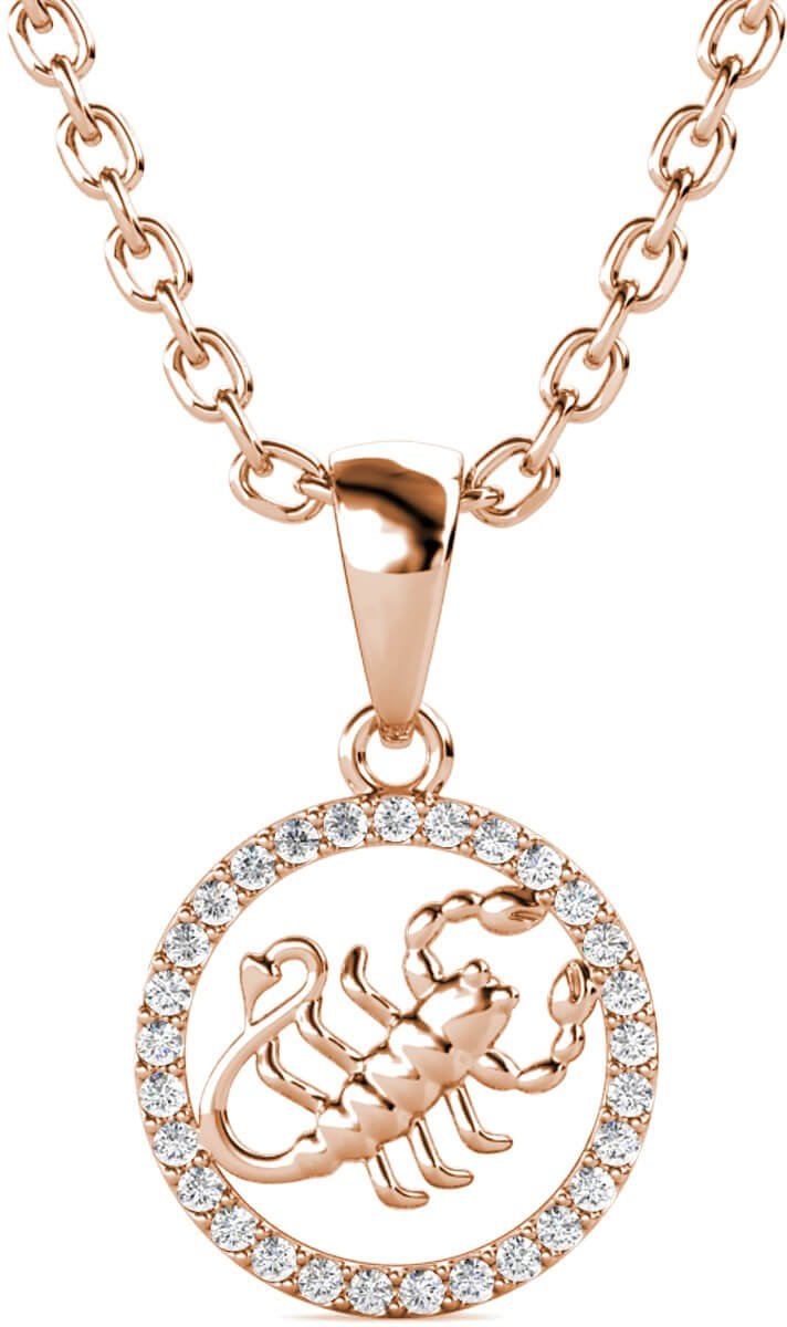 Skorpion Sternzeichen Anhänger - Roségold und Kristall
