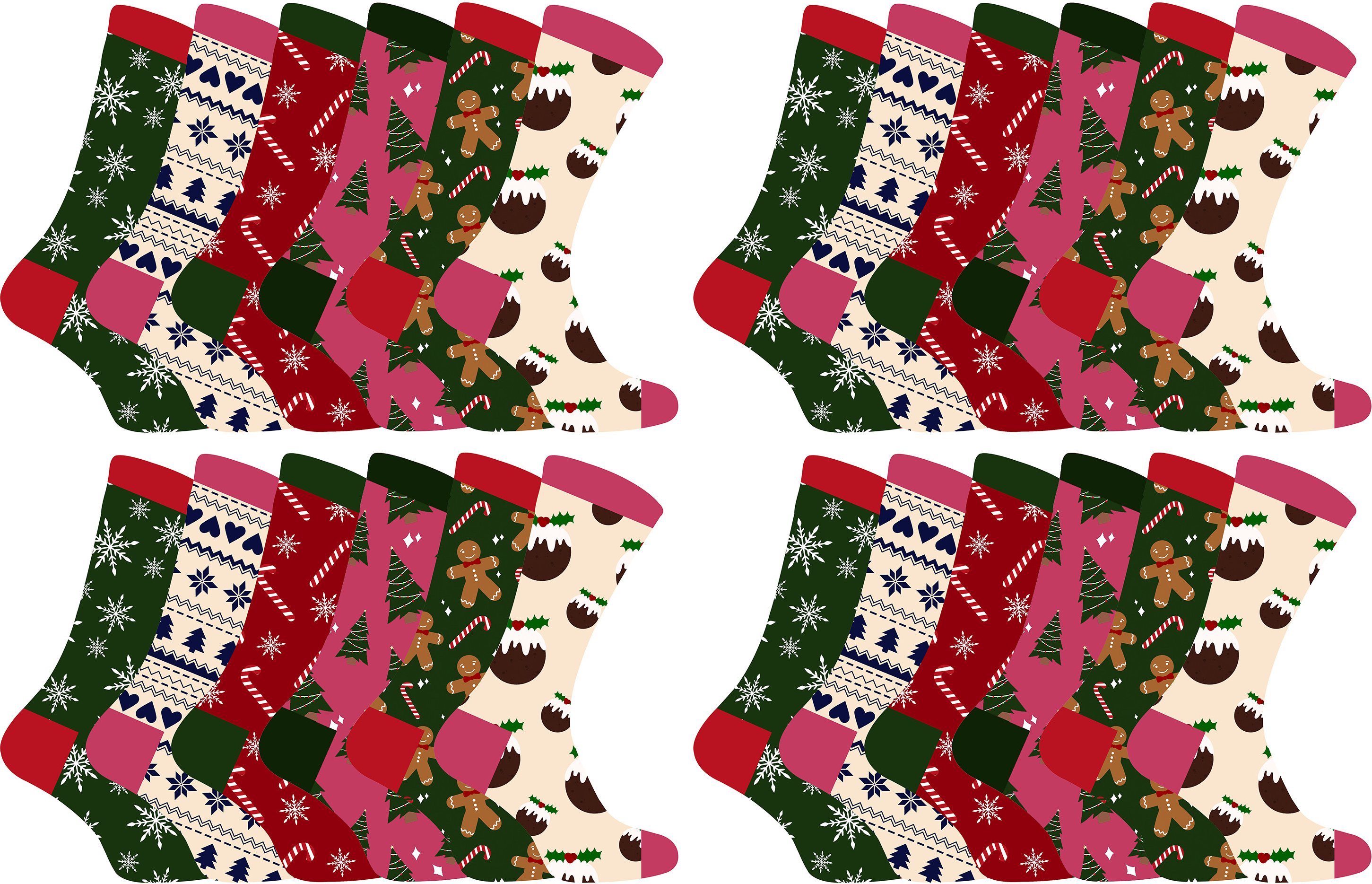 Damen Weihnachten Socken | Socken Snob | Damen bunte Neuheit Design Weihnachten Socken | Geschenk für Sie - 24 Pack