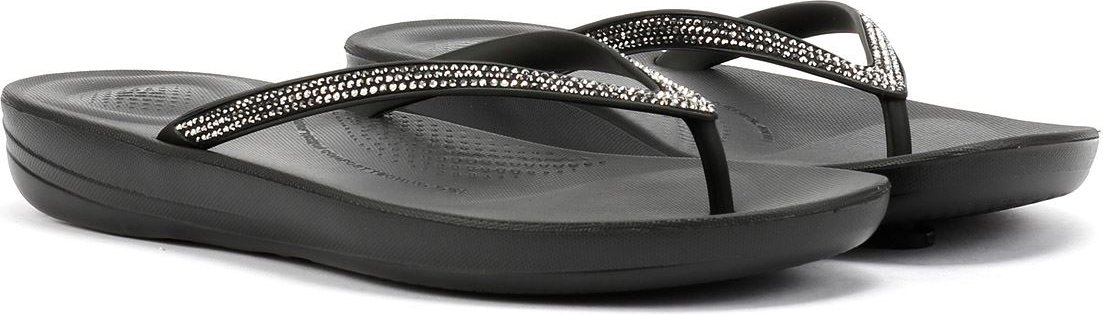 FitFlop Iqushion Sparkle Damen Gummizehenstegsandalen In Schwarz
