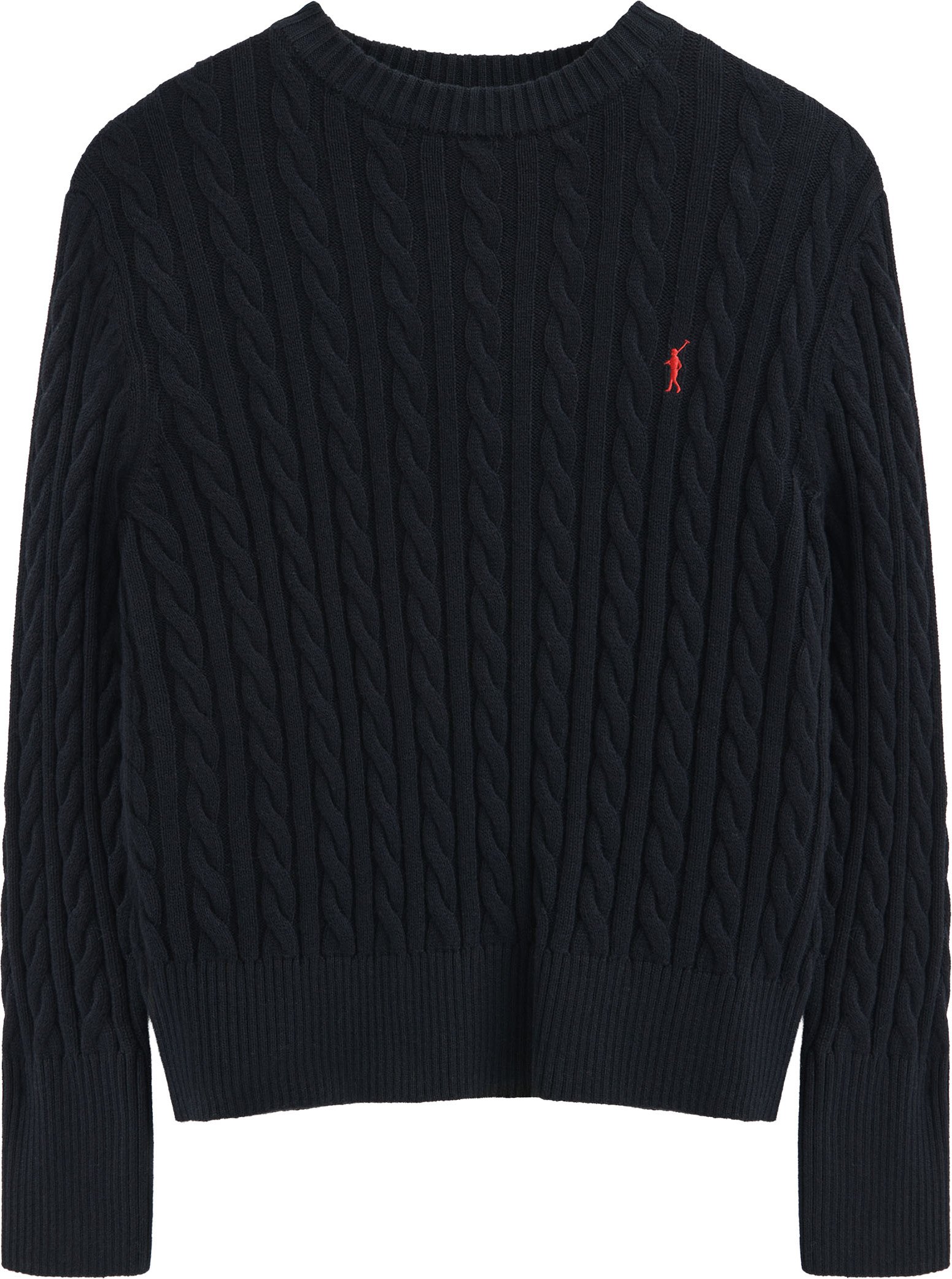 Pullover marineblau mit Rundhalskragen aus Wollgemisch mit gesticktem Rigby Go-Logo