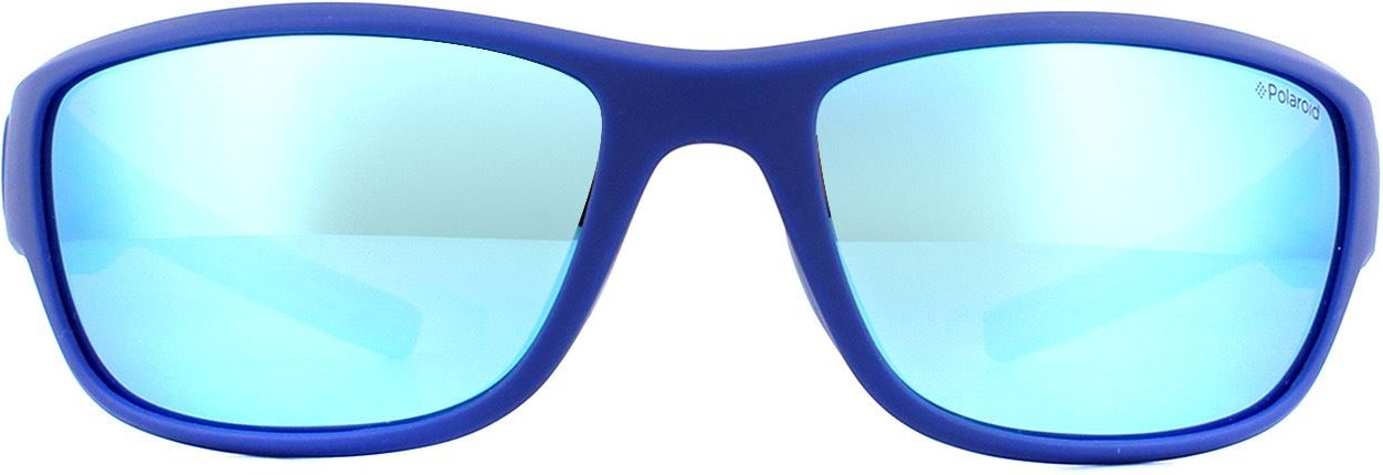 Polaroid Sport Wrap Mens Blue Blue Mirror Polarisierte Sonnenbrille