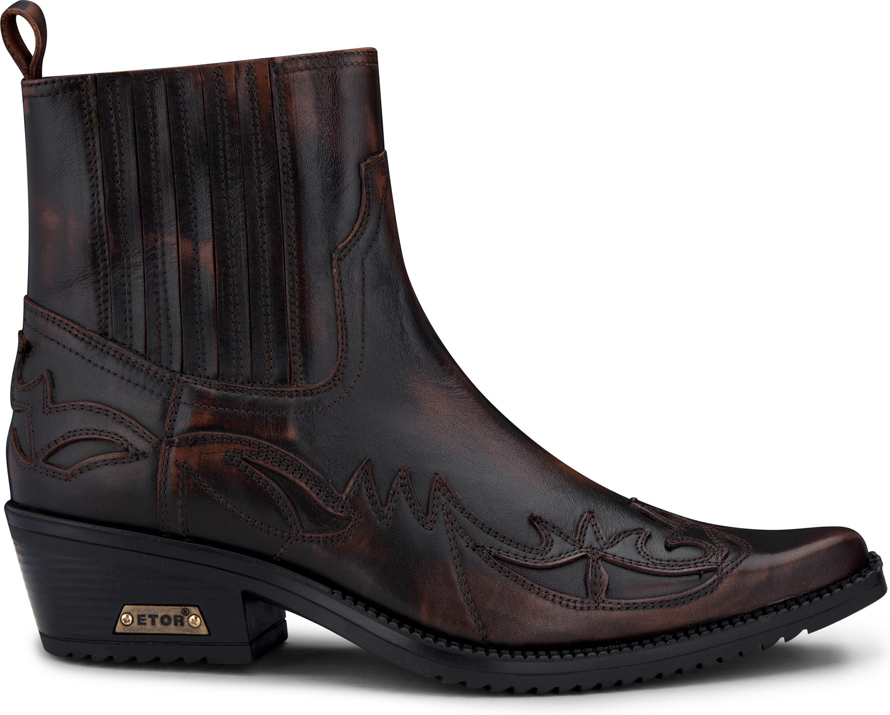 Herren Schwarz/Braun Winklepicker Cowboy-Stiefeletten