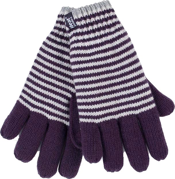 Heat Holders - Gestreifte, mit Fleece gefütterte Thermohandschuhe für Damen