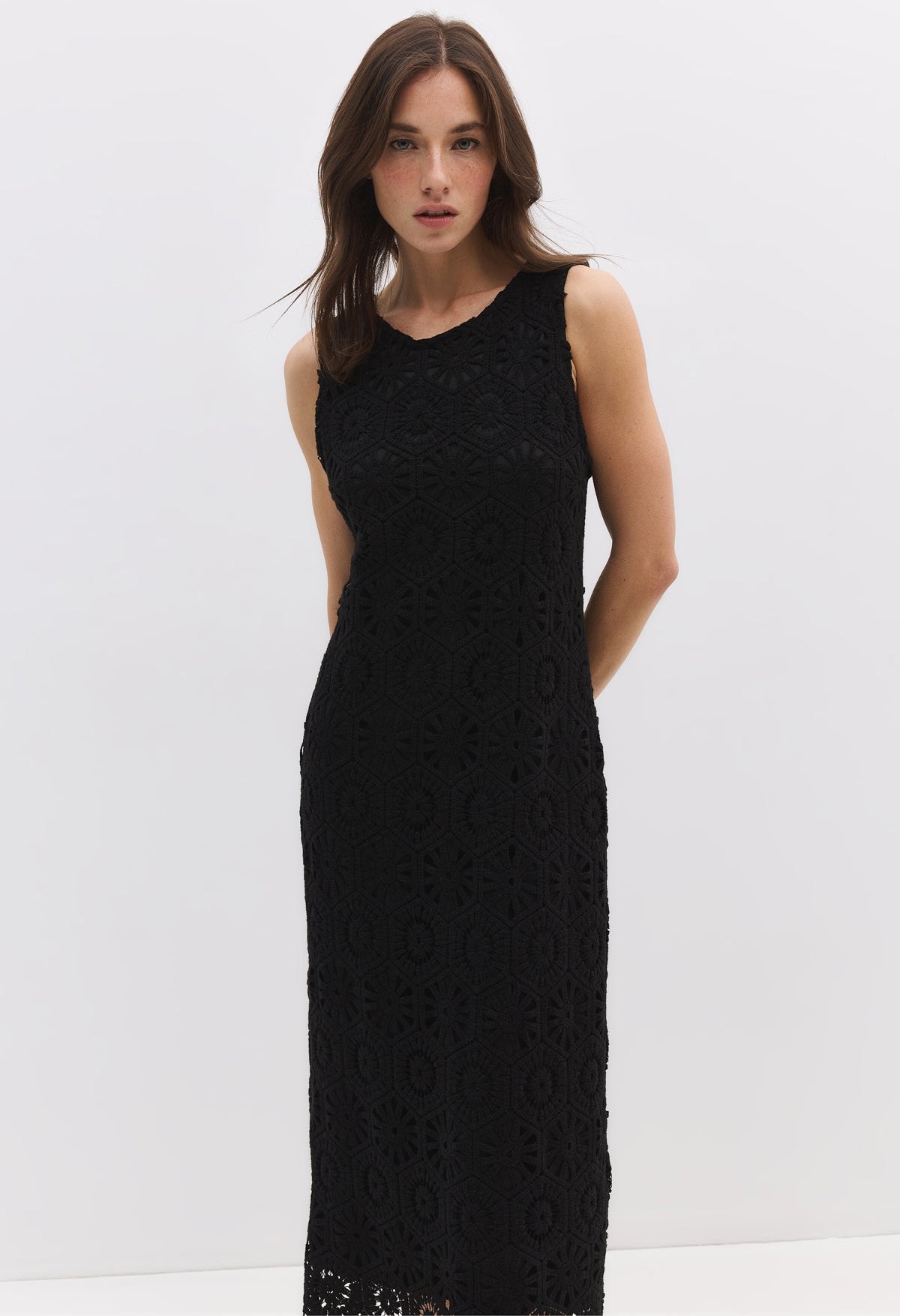 Midikleid mit Spitzenfutter