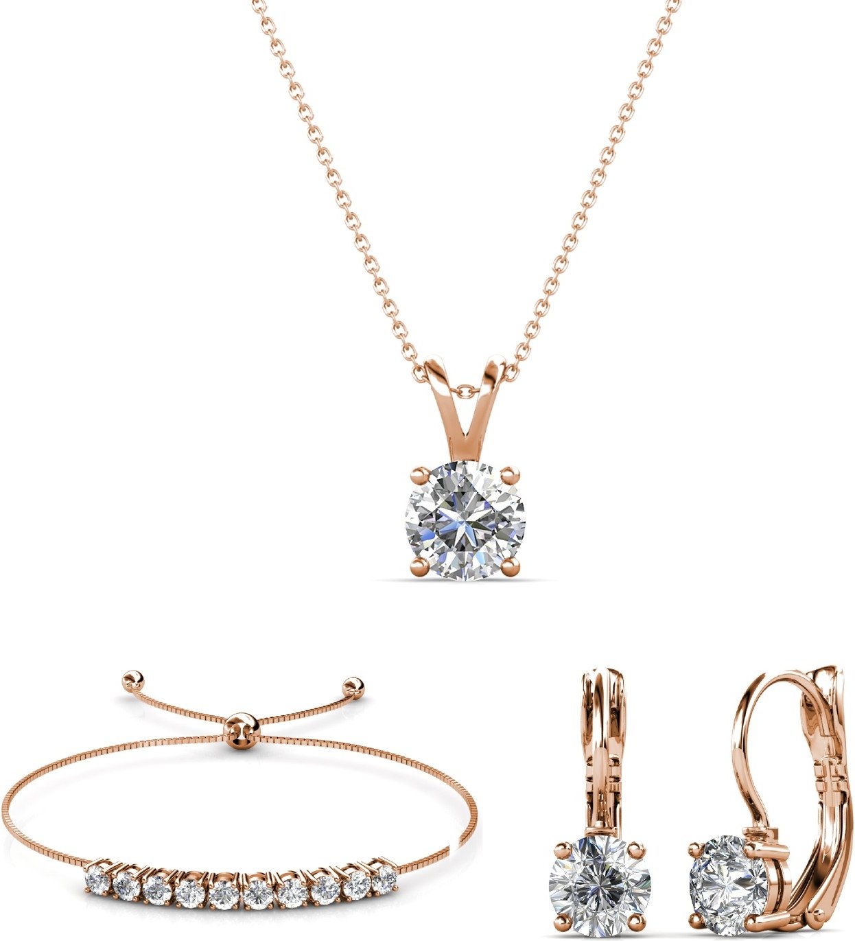 Mia Round Vernice Sets - Roségold und Kristall