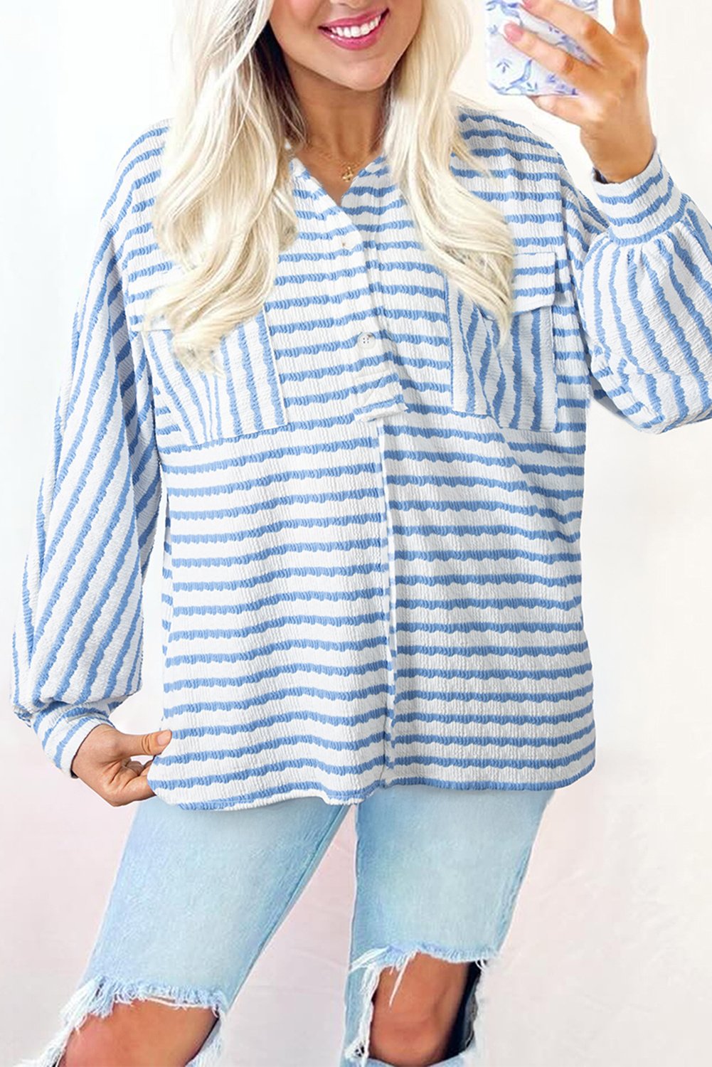 Gestreifte Button-Down-Bluse