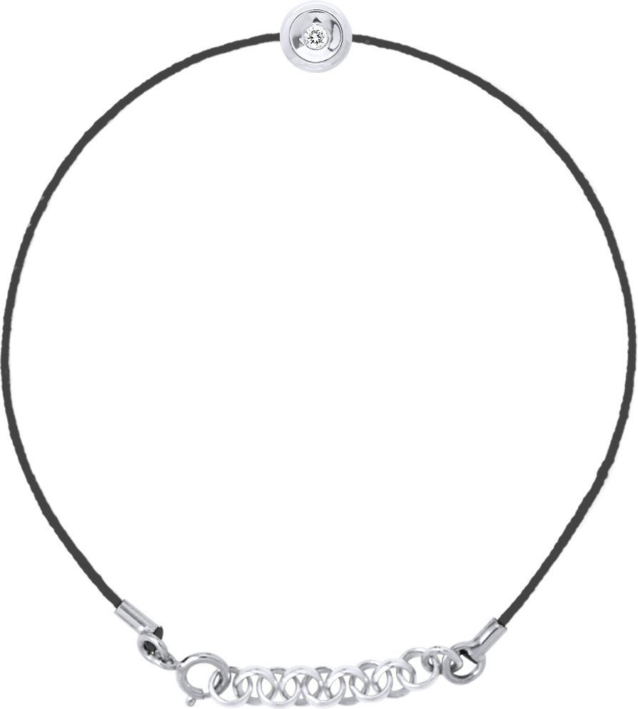 DIADEMA - Armband - Schwarzes Nylon und echter Diamant