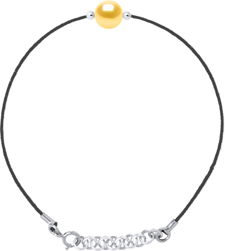 DIADEMA - Armband - Schwarzes Nylon - Süßwasserperle - Gold