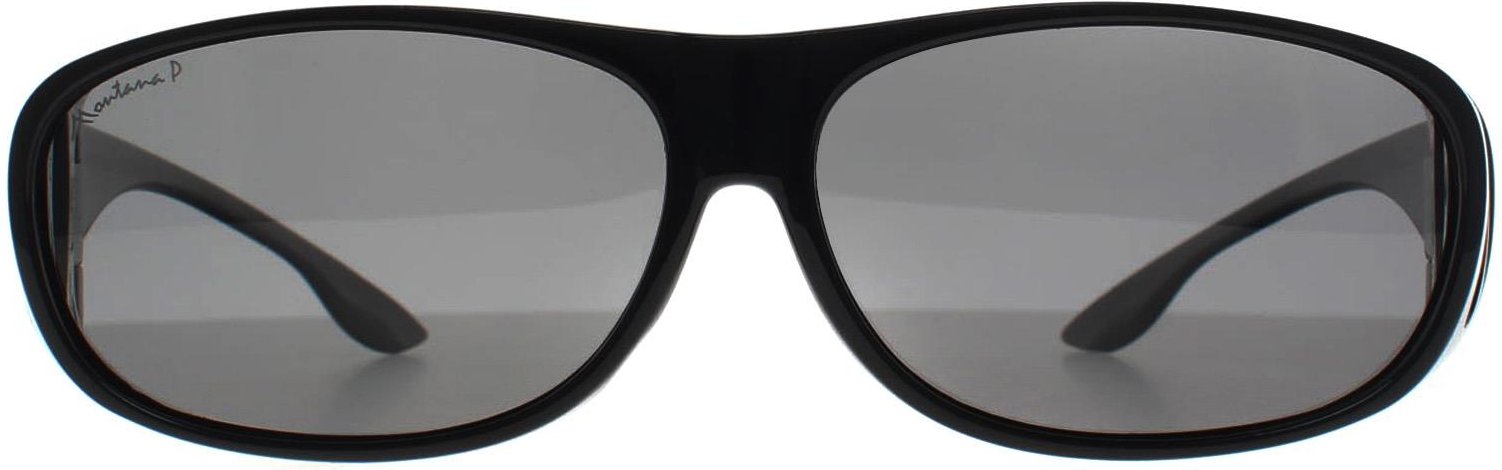 Thumbnail - Montana Rectangle Unisex Shiny Black Smoke Polarized FO2 Fit Over Sunglasses Sonnenbrillen