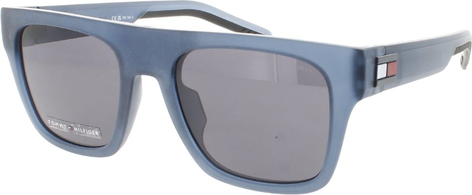 Thumbnail - Tommy Hilfiger – Sonnenbrille mit mattblauem Rahmen und grauen Gläsern