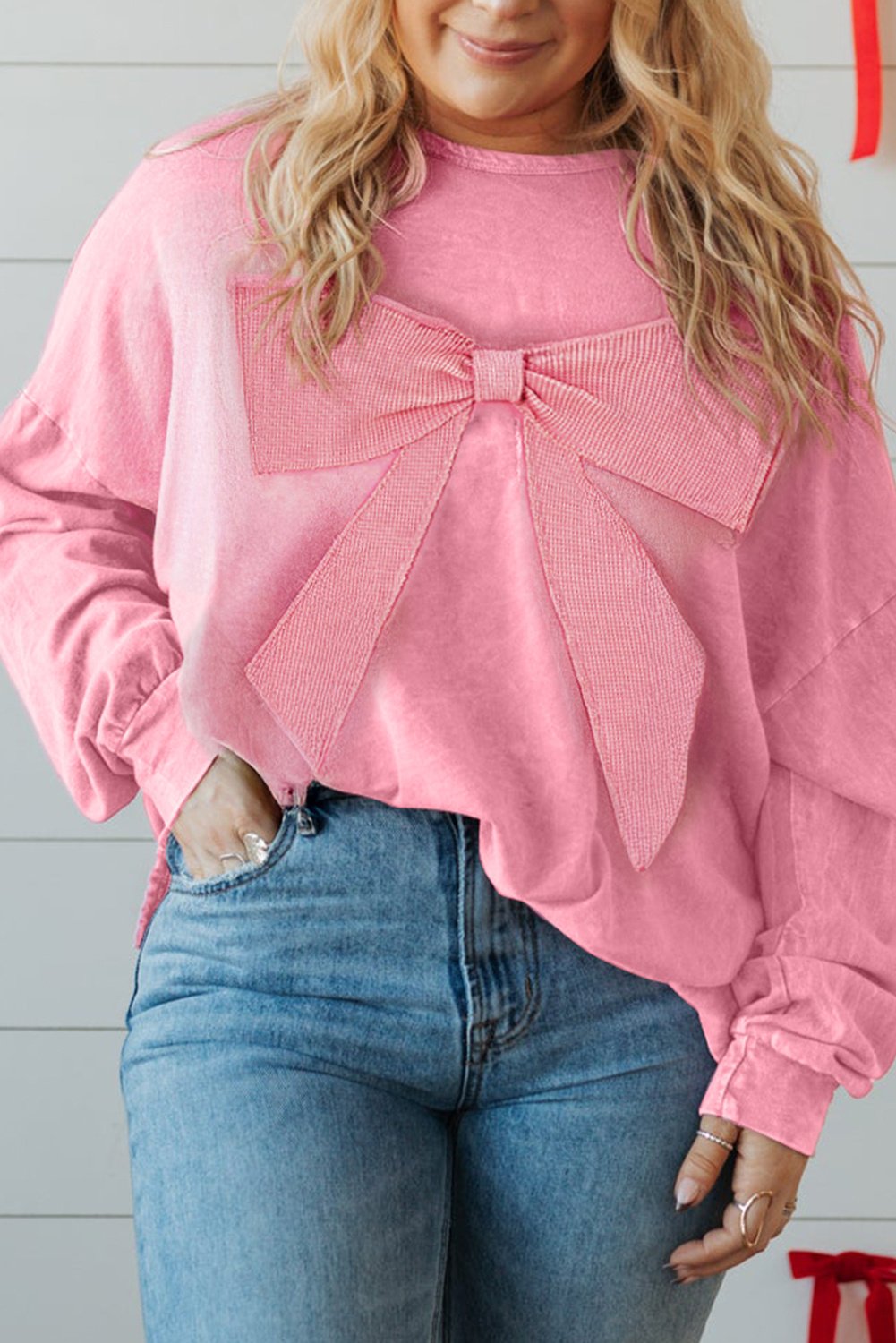 Pullover Sweatshirt mit Schleifen-Details