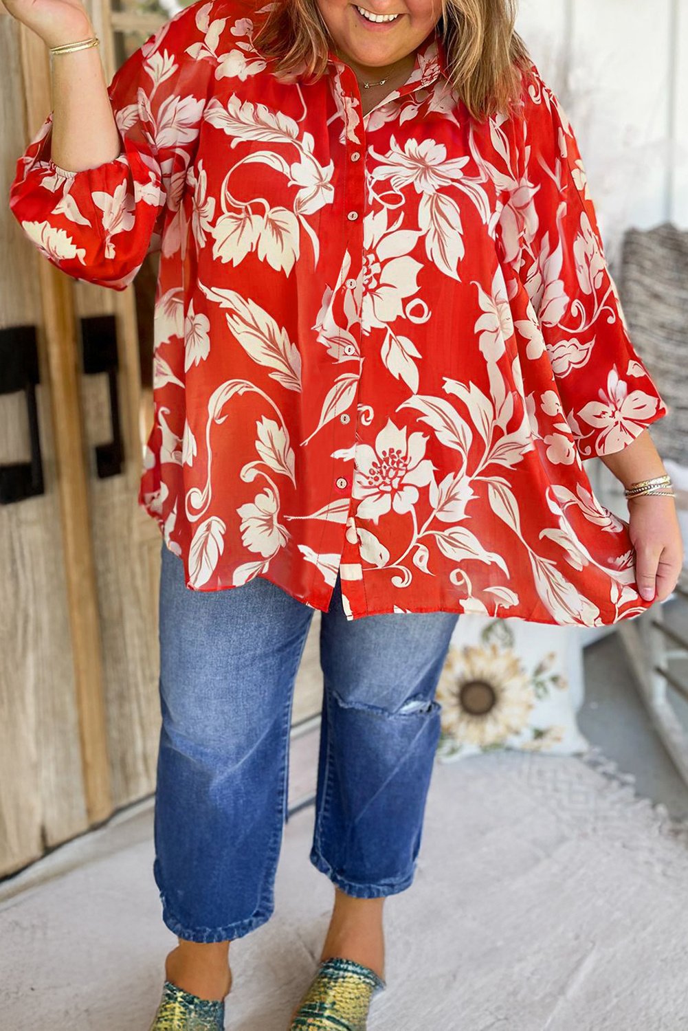 Bluse mit floralem Druck und 34-Ärmeln