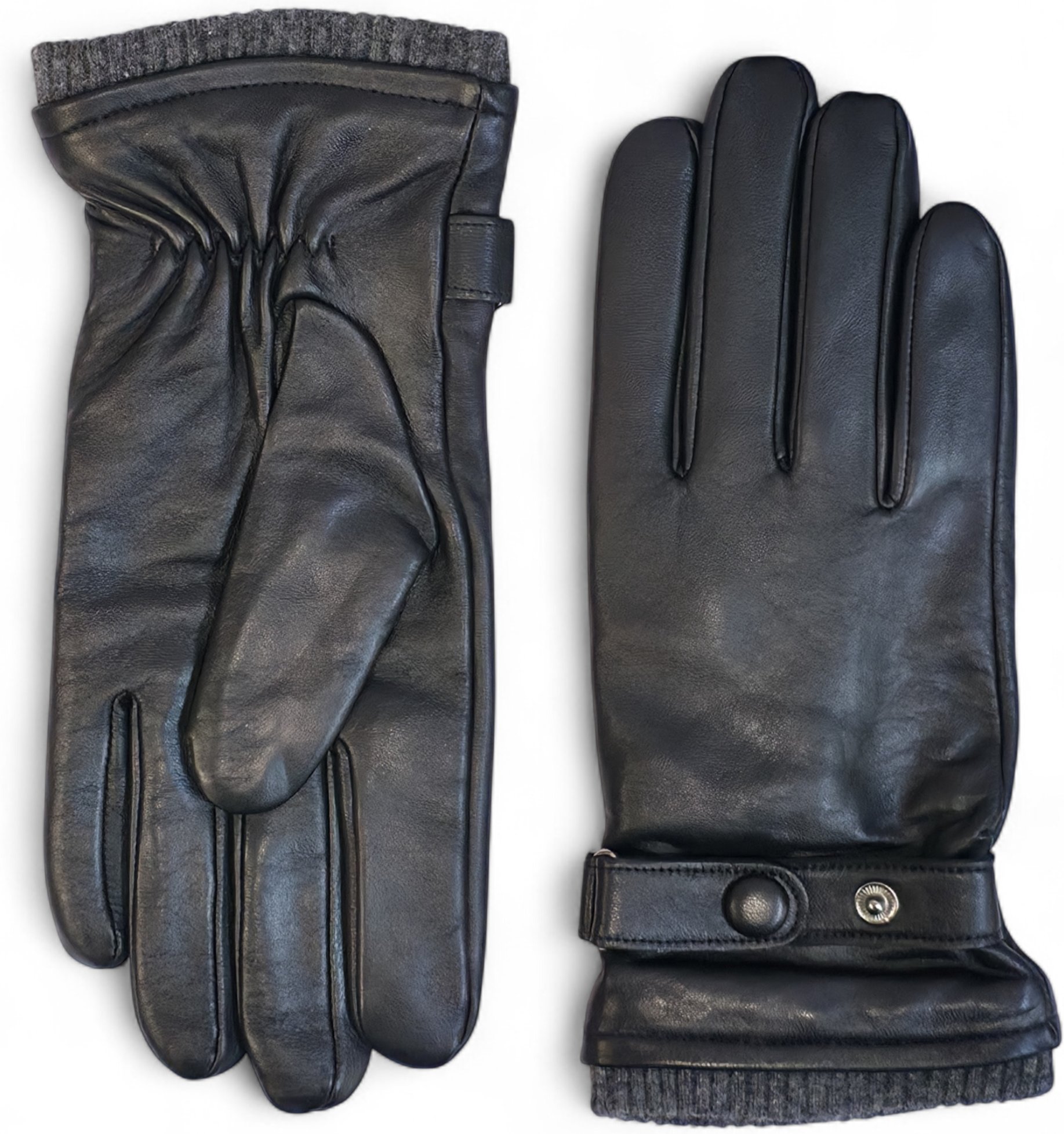 Schwarze Herrenhandschuhe aus italienischem Leder mit warmem Wollfutter, ideal für Winter, Radfahren, Autofahren und Fre...