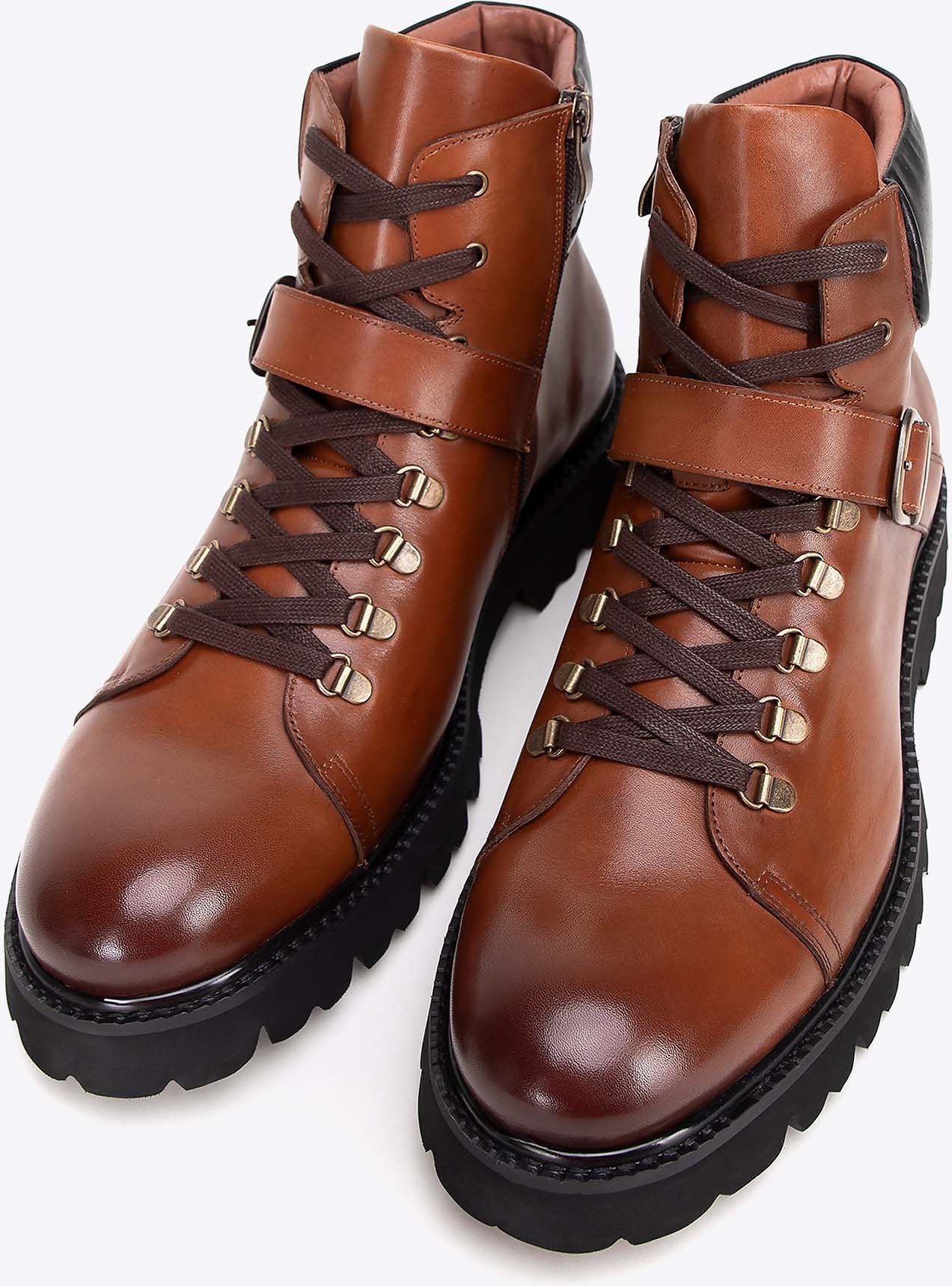 Wittchen Herren-Lederstiefel mit Schnalle, braunes Naturleder