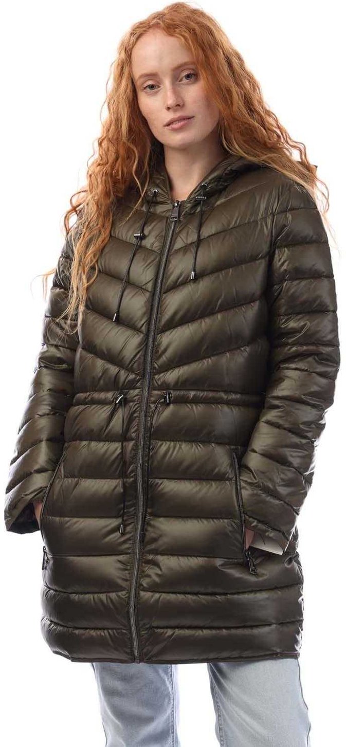 DKNY - Steppjacke für Damen, Eingehaltene Taille (Grün Grau)