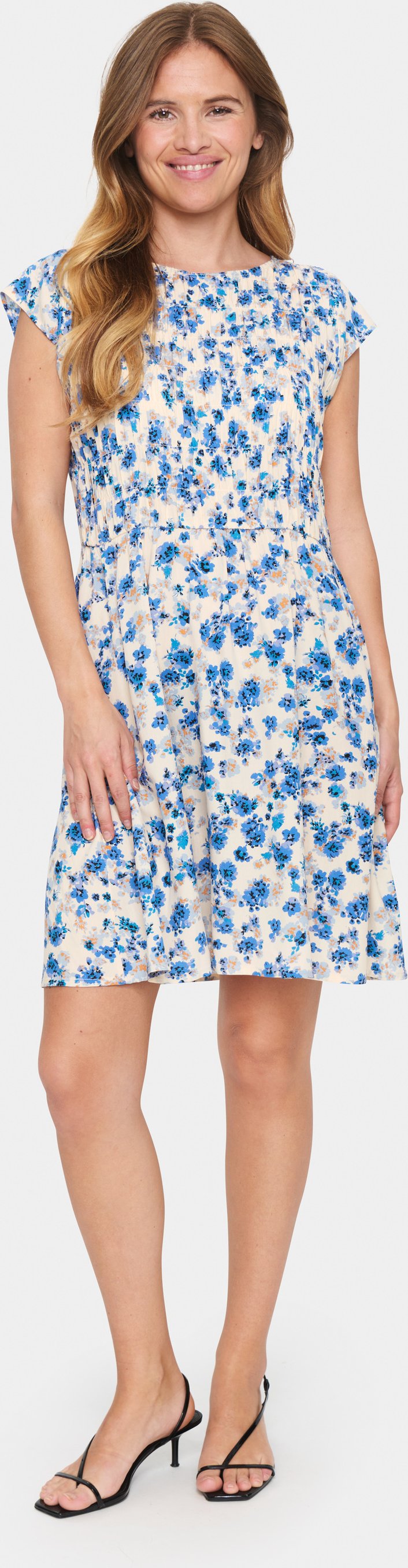 Kleid Gerade Passform Creme Double Flower cream