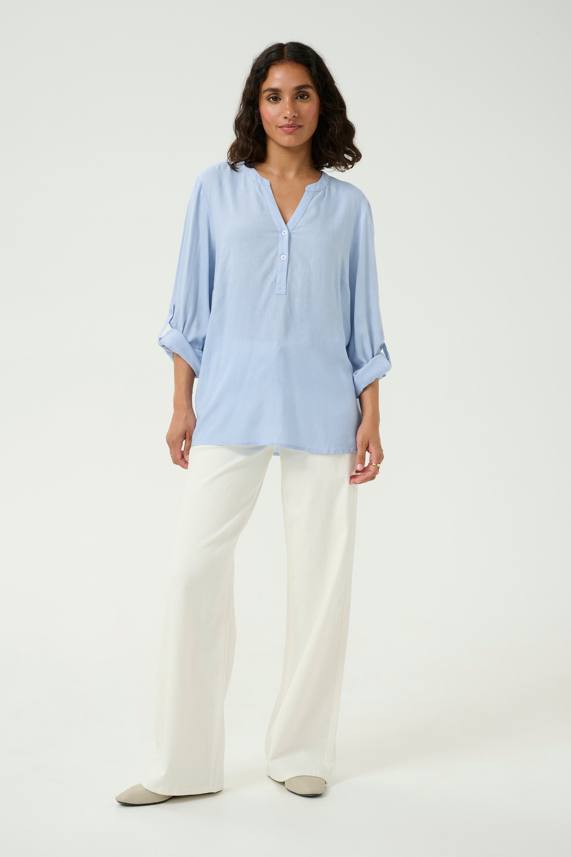 Langarm-Bluse Regular fit Soft Chambray blue