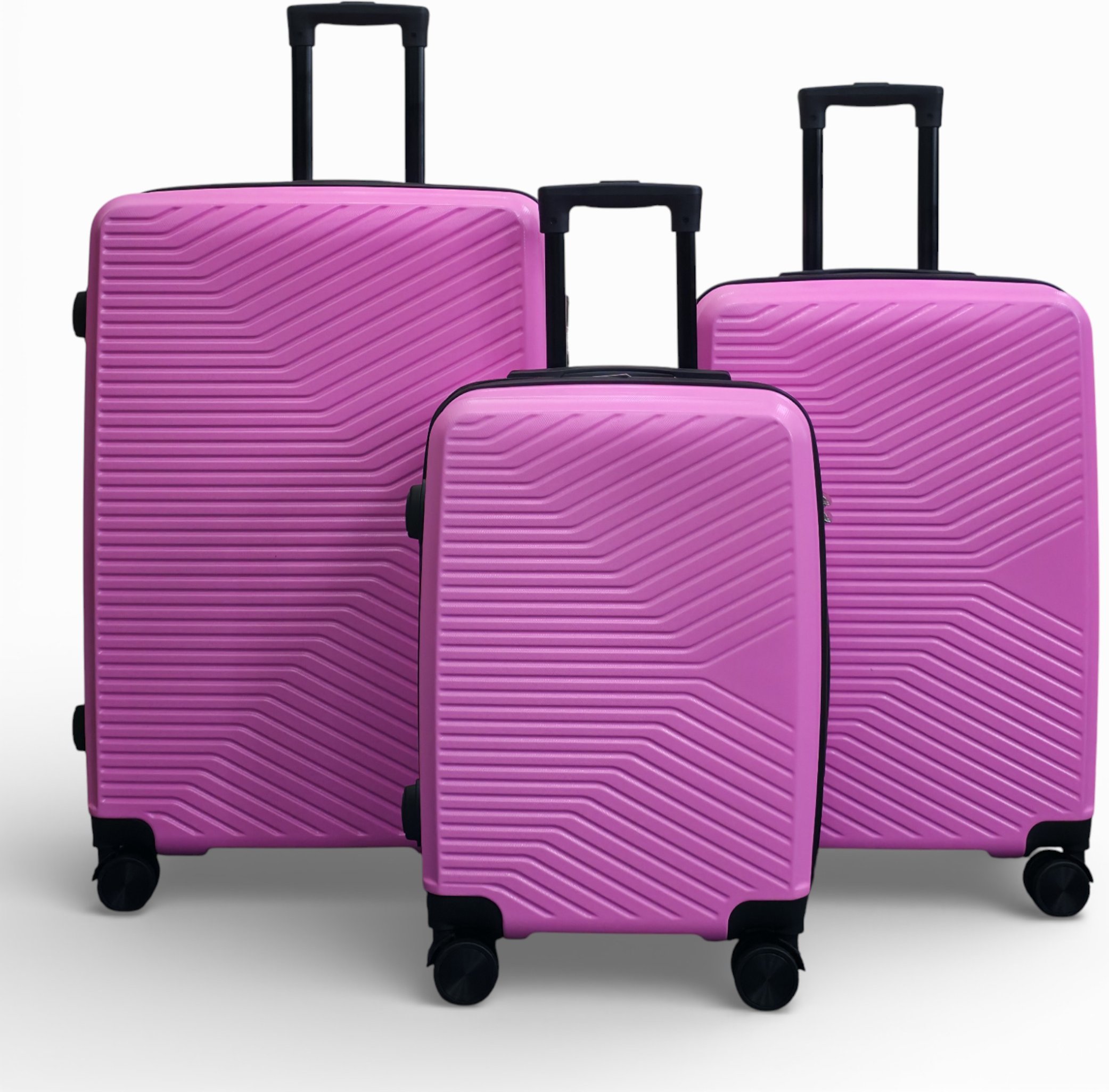 Pinker Hardshell-Koffer 8-Rad-Kabinen-Gepäckset mit 3