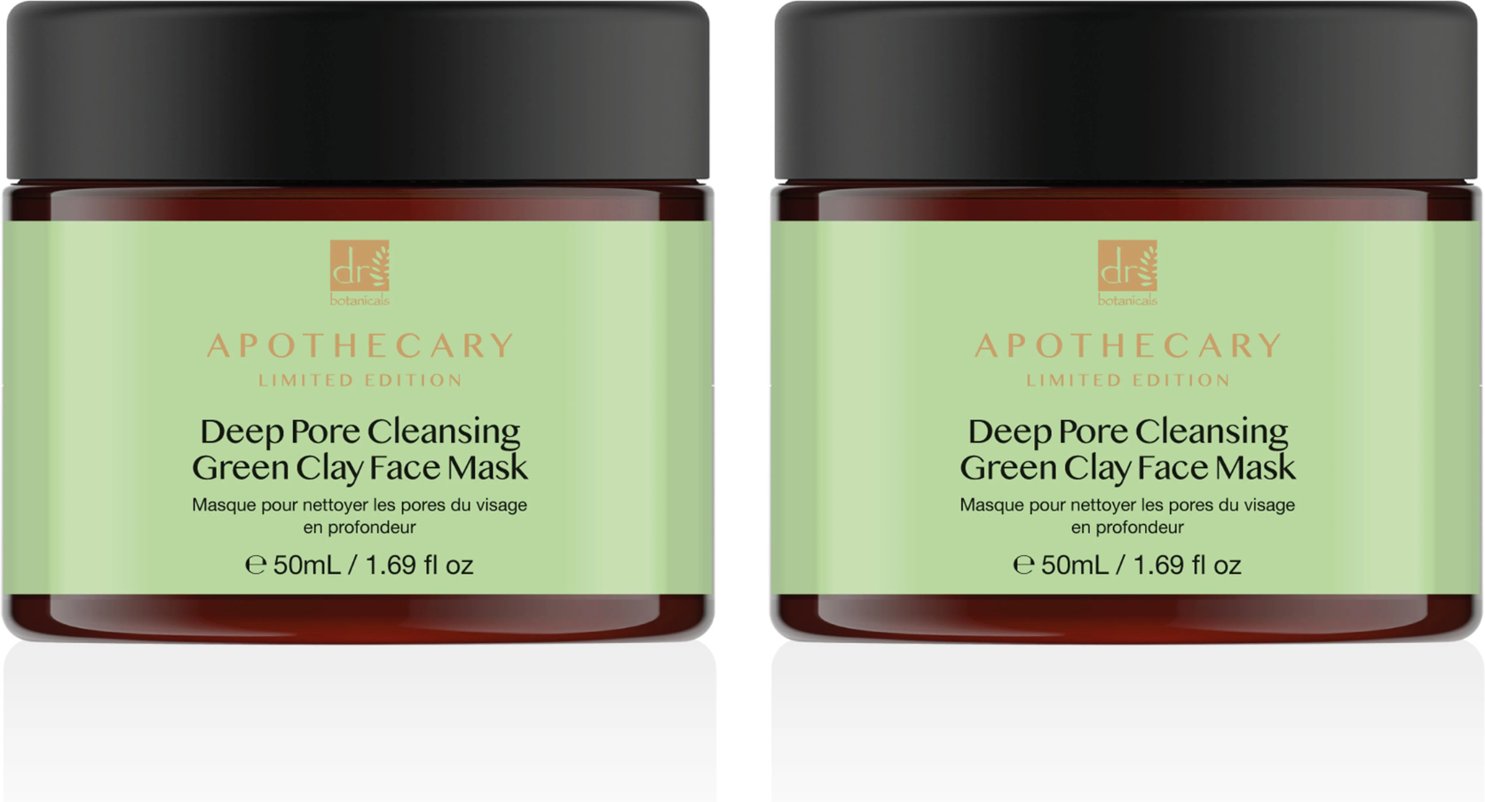 Dr Botanicals Deep Pore Cleansing Grüne Tonerde Gesichtsmaske 50ml Twin Value Savings Pack