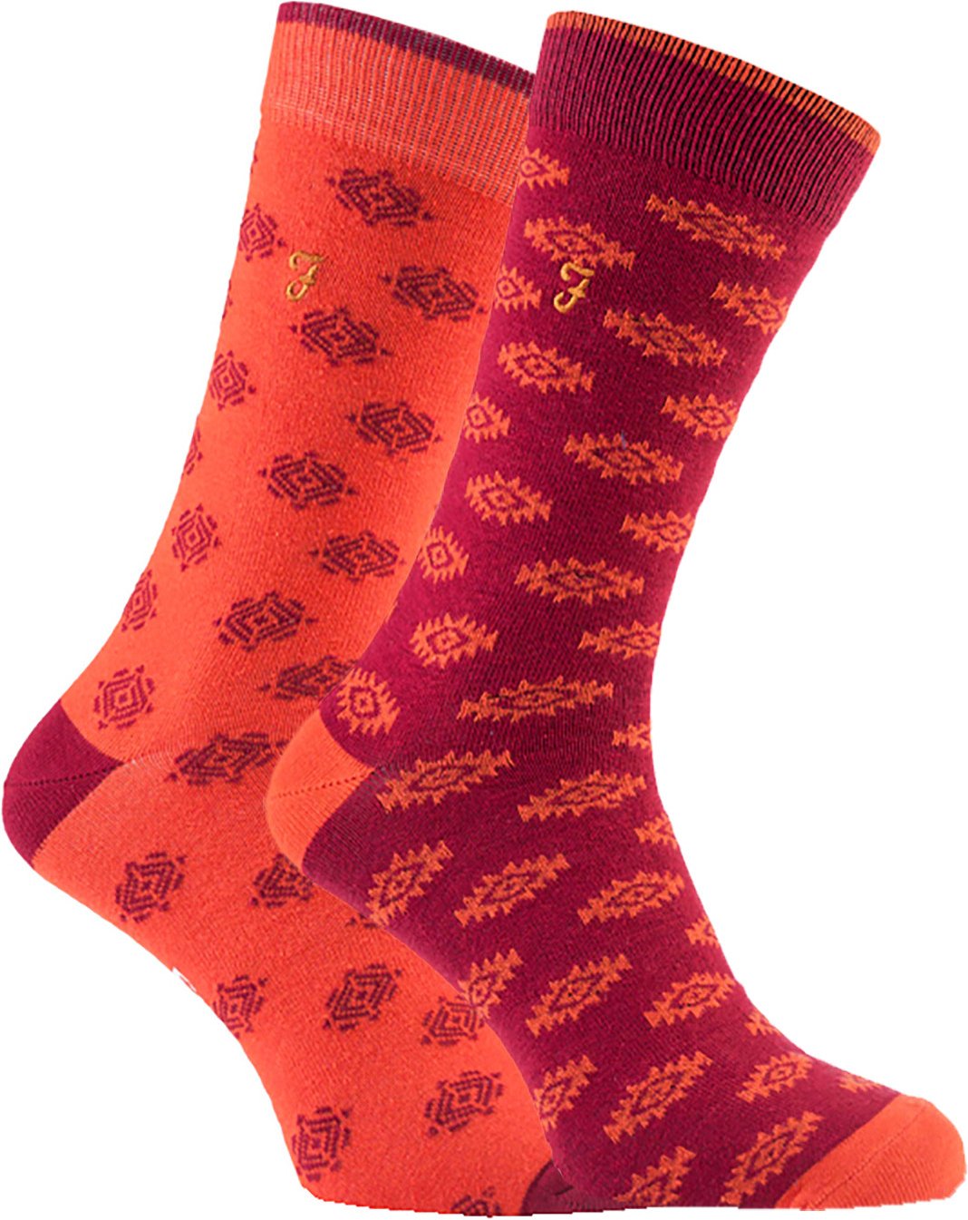Farah - 2 Paar Herren Retro-Baumwollsocken mit ausgefallenen Mustern - FVS010ORG