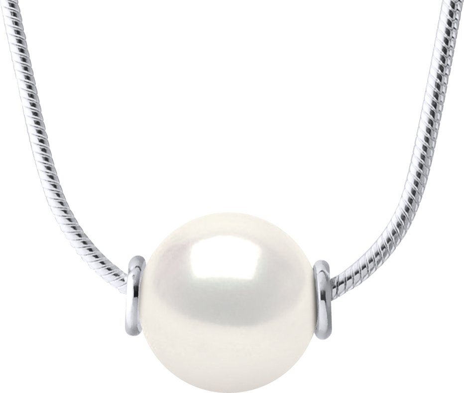 Süßwasserperlenkette 10-11mm Rund Schwarz Weiß Serpentin 925