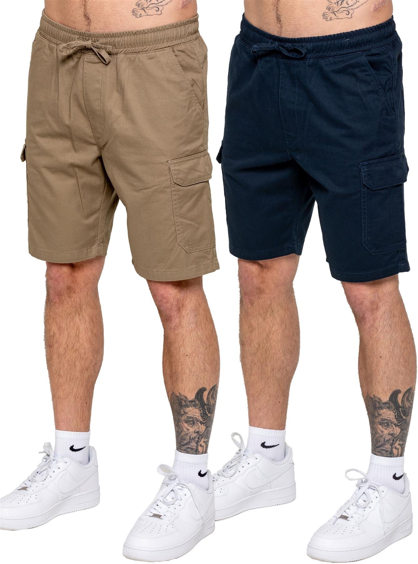 Thumbnail - Kruze | 2er-Pack Herren Cargo-Shorts - BEIGE/NVY