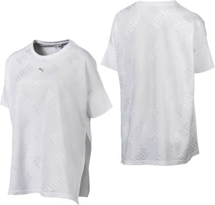 Puma en pointe Womens Wide Crew Hals aktives T-Shirt Top White 575090 02 Y26a