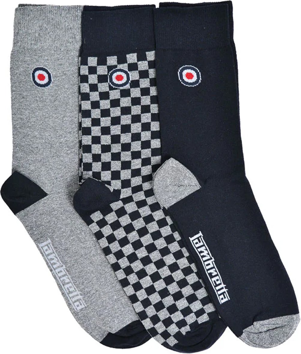 Lambretta - Socken für Herren (3er-Pack) (Grau/Marine)