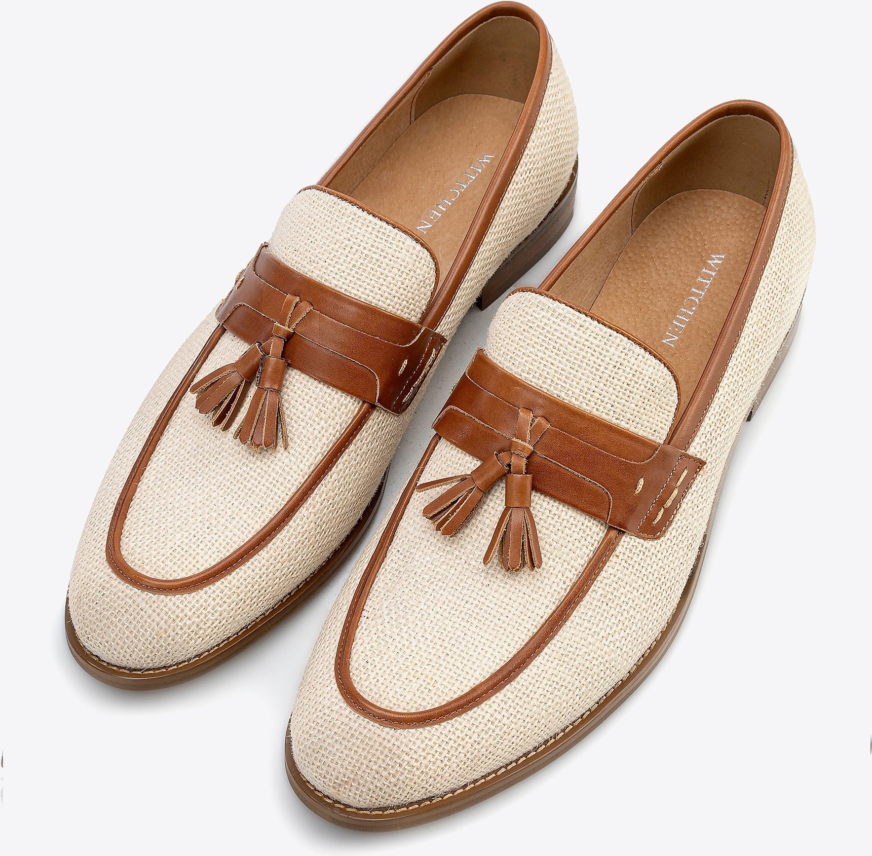 Wittchen Herren-Quastenslipper, beige und braun, Naturleder