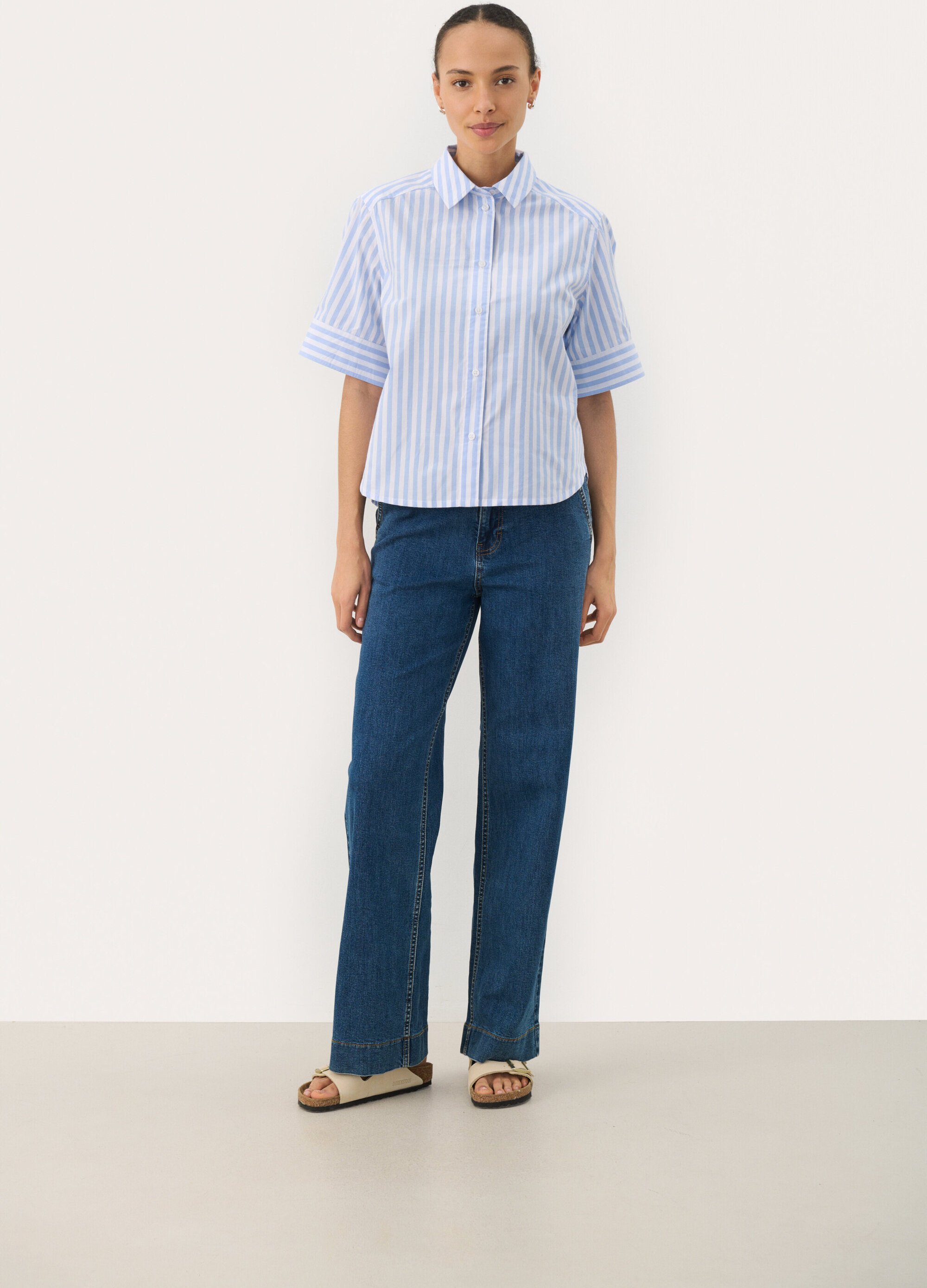 Kurzarmhemd Baggy fit Blue Stripe