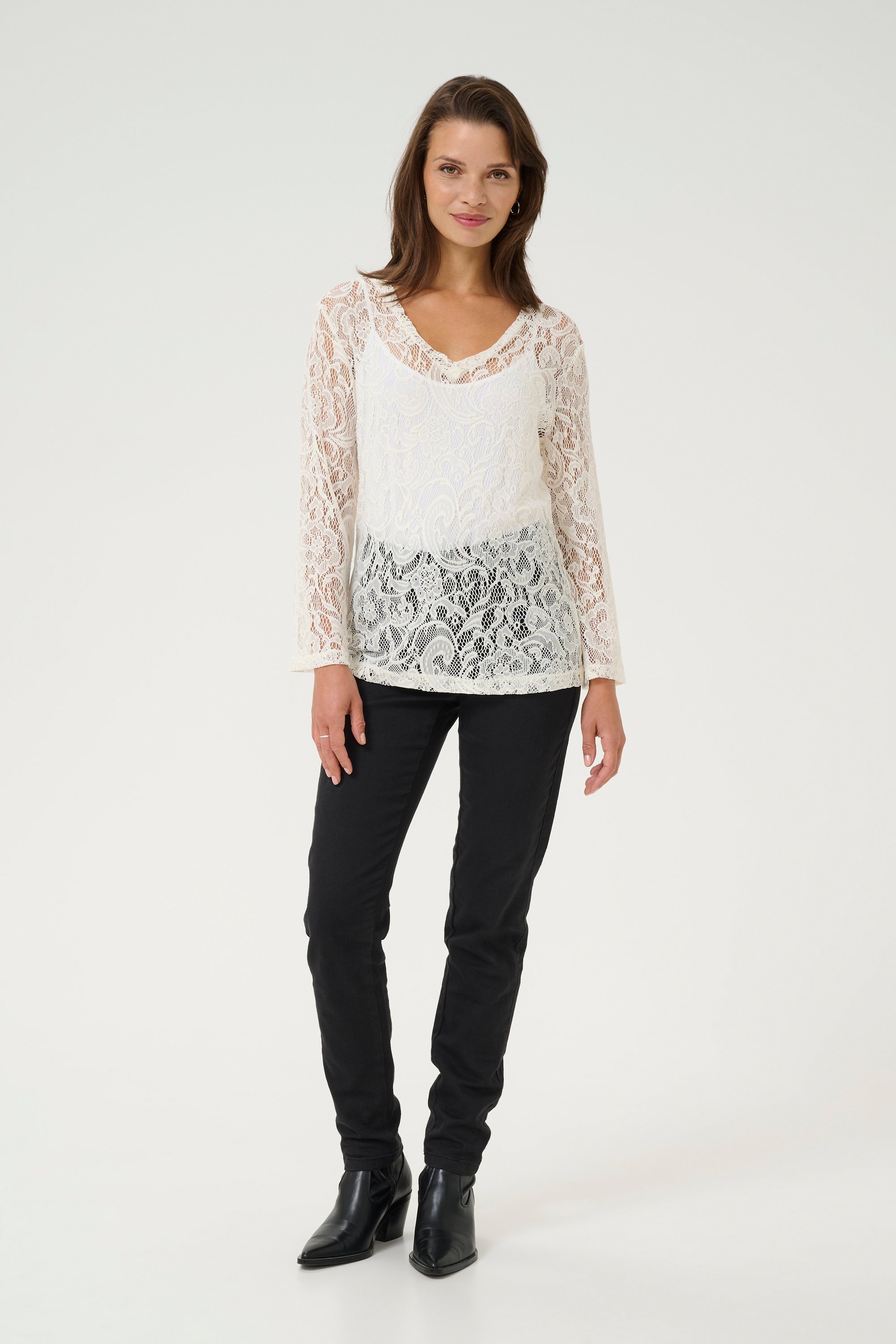 Langarm-Bluse Regular fit Chalk white