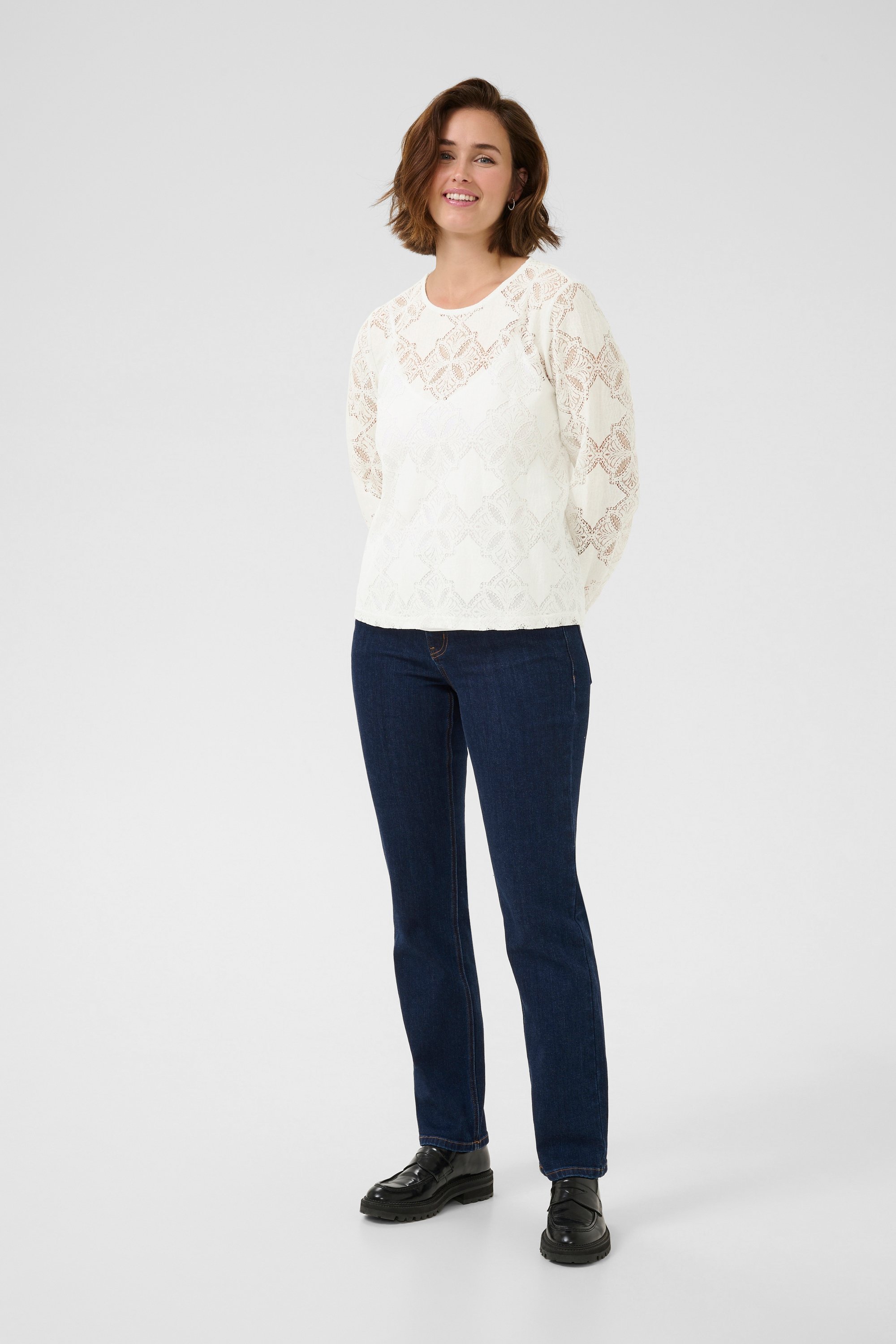 Langarm-Bluse Regular fit Chalk white