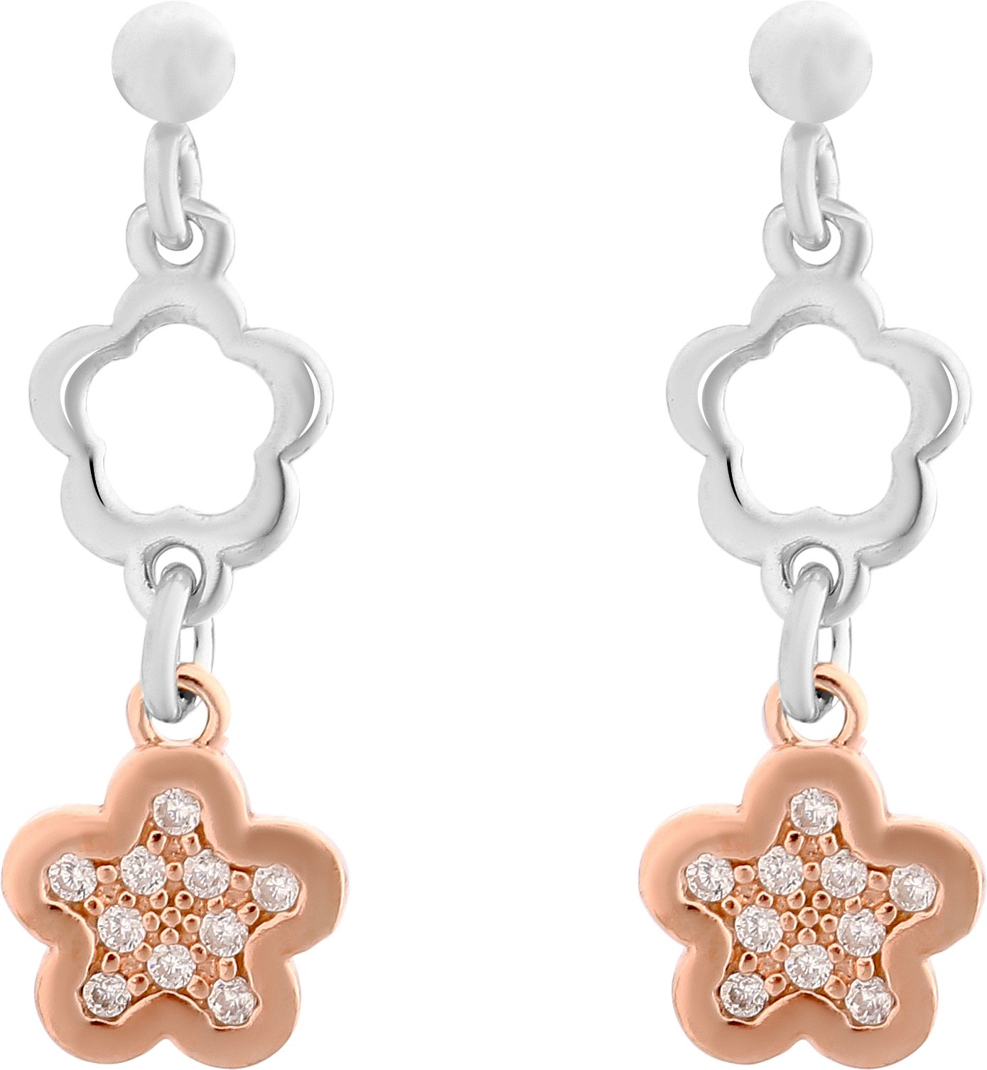 Orphelia 'Nixie' Tropfenohrringe aus 925er Sterlingsilber für Damen - Silber/Rosé ZO-7377