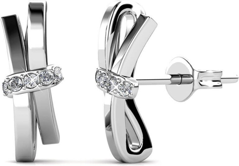 Leuchtende Schleifenohrringe - Silber und Kristall