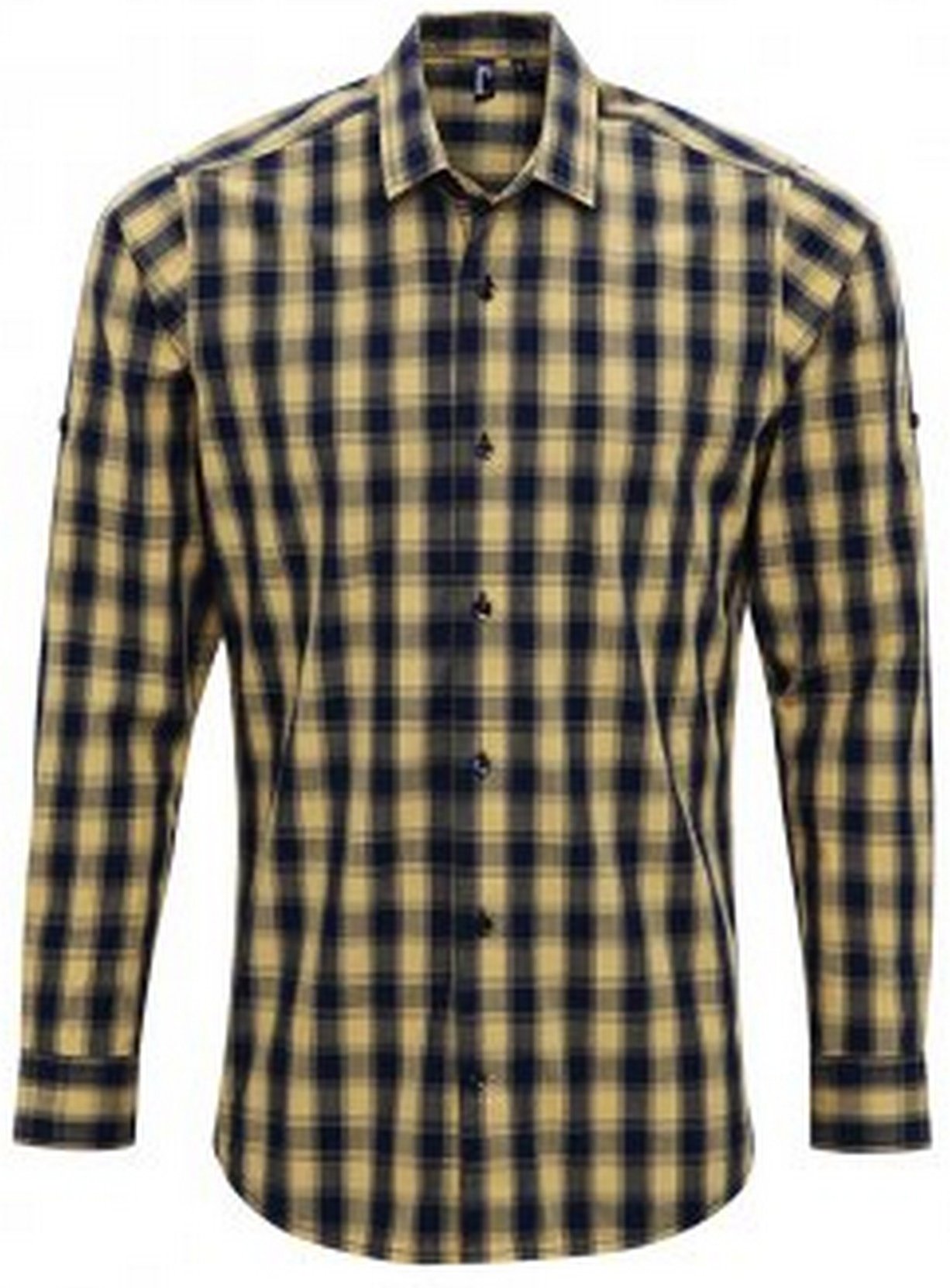 Premier Herren Karohemd Mulligan, langärmlig (Kamel/Marineblau)