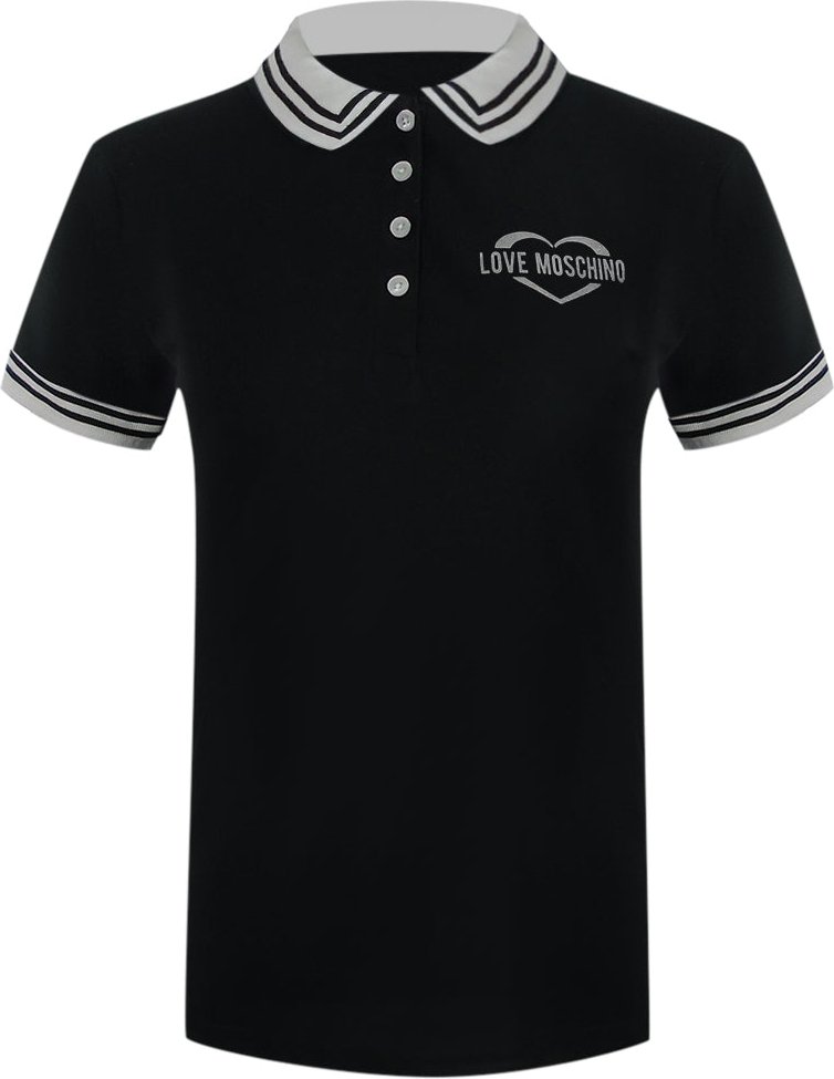 Schwarzes Poloshirt Mit Moschino-logo In Silber