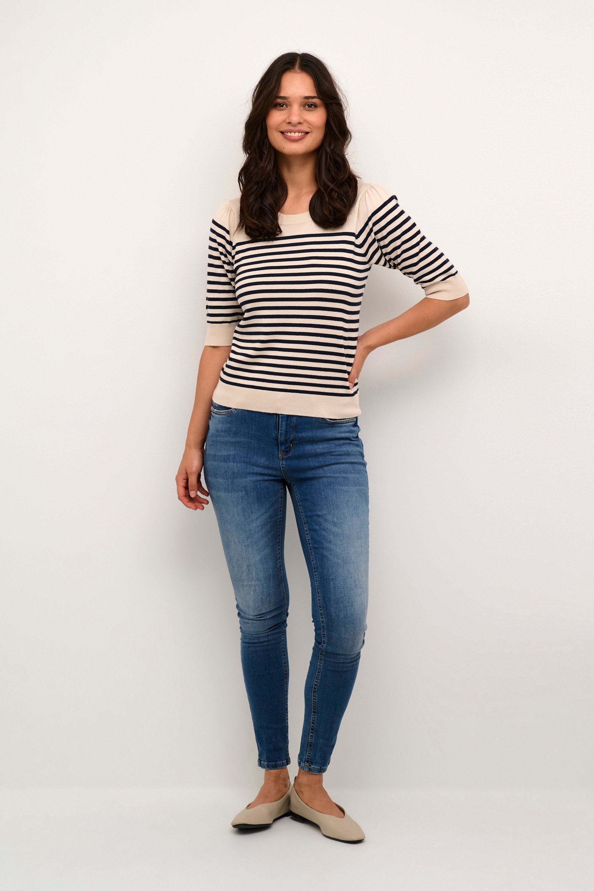 Thumbnail - Strickpullover Klassische Passform white blue