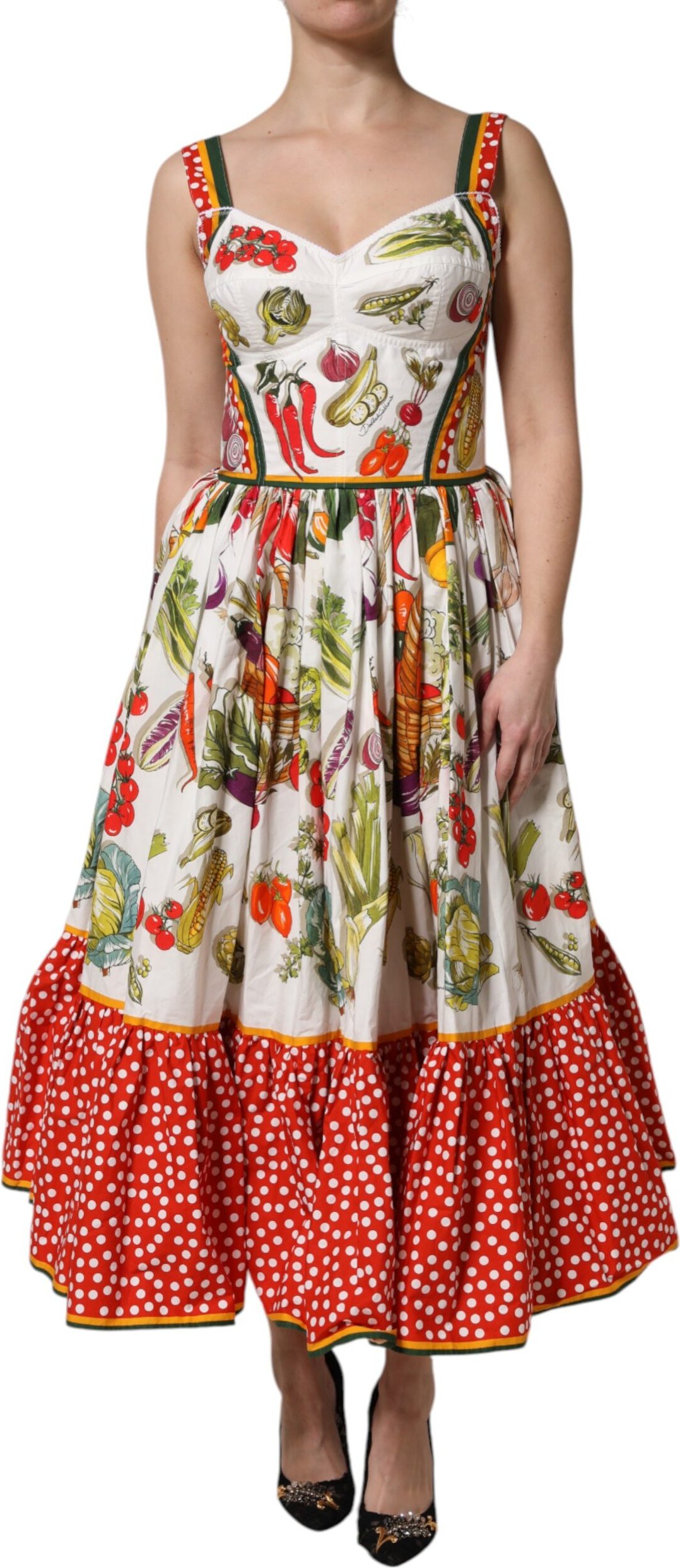 Gemustertes Rüschenshirt-Midi-Kleid