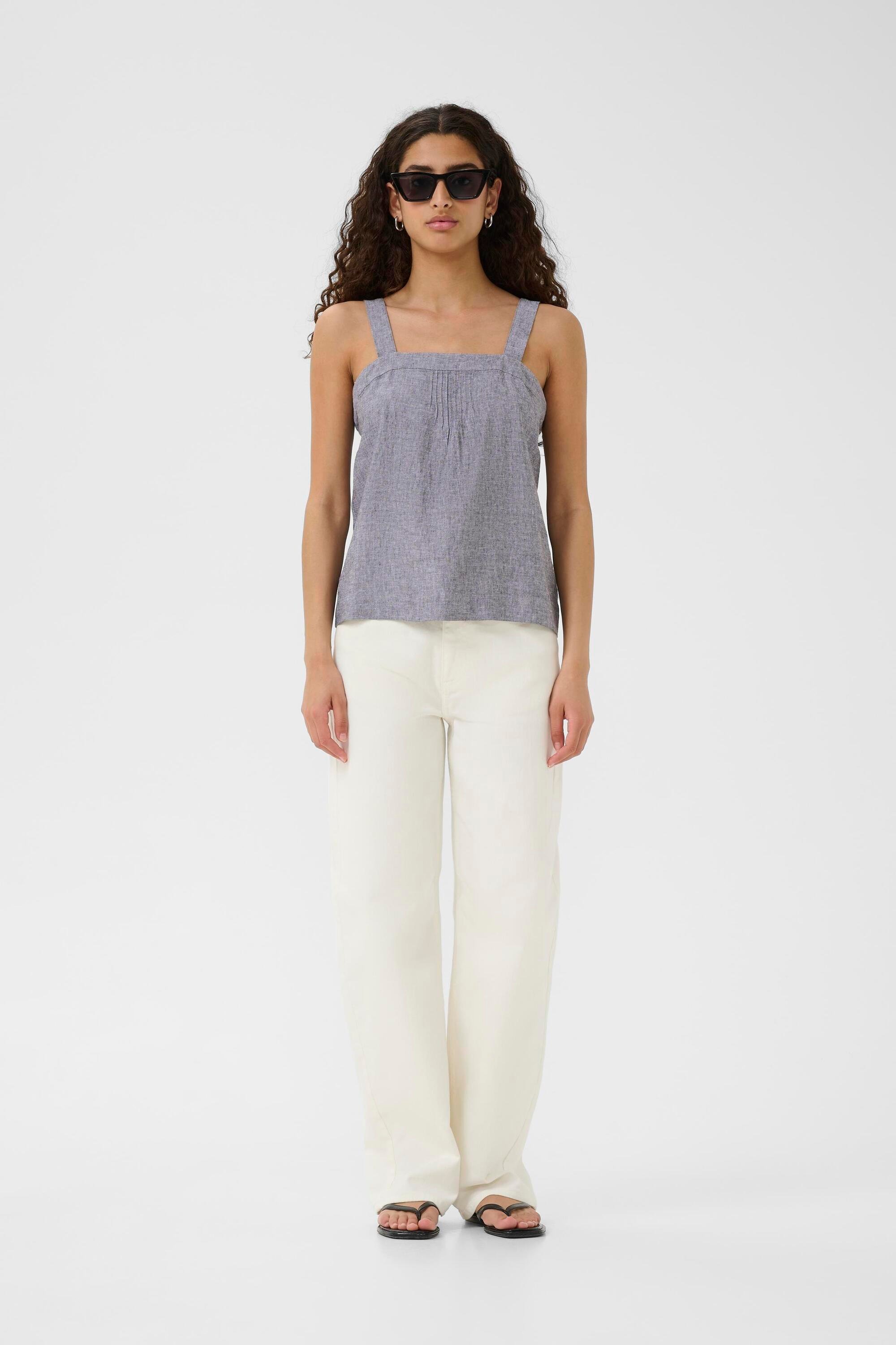 Kurzarm-Bluse DallyIW Gerade Passform blue