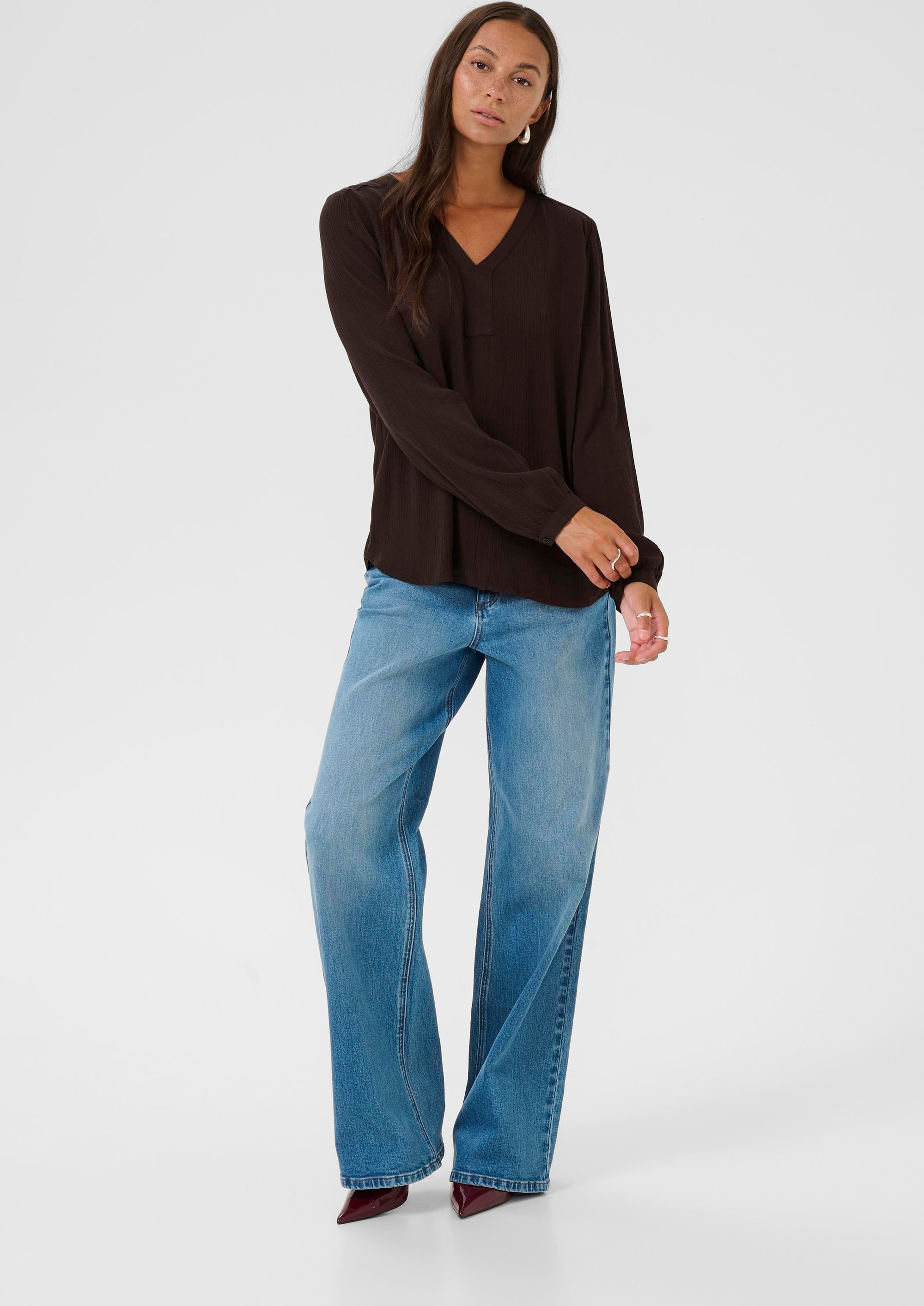 Langarm-Bluse Amber Langarm-Bluse Regular fit dark brown