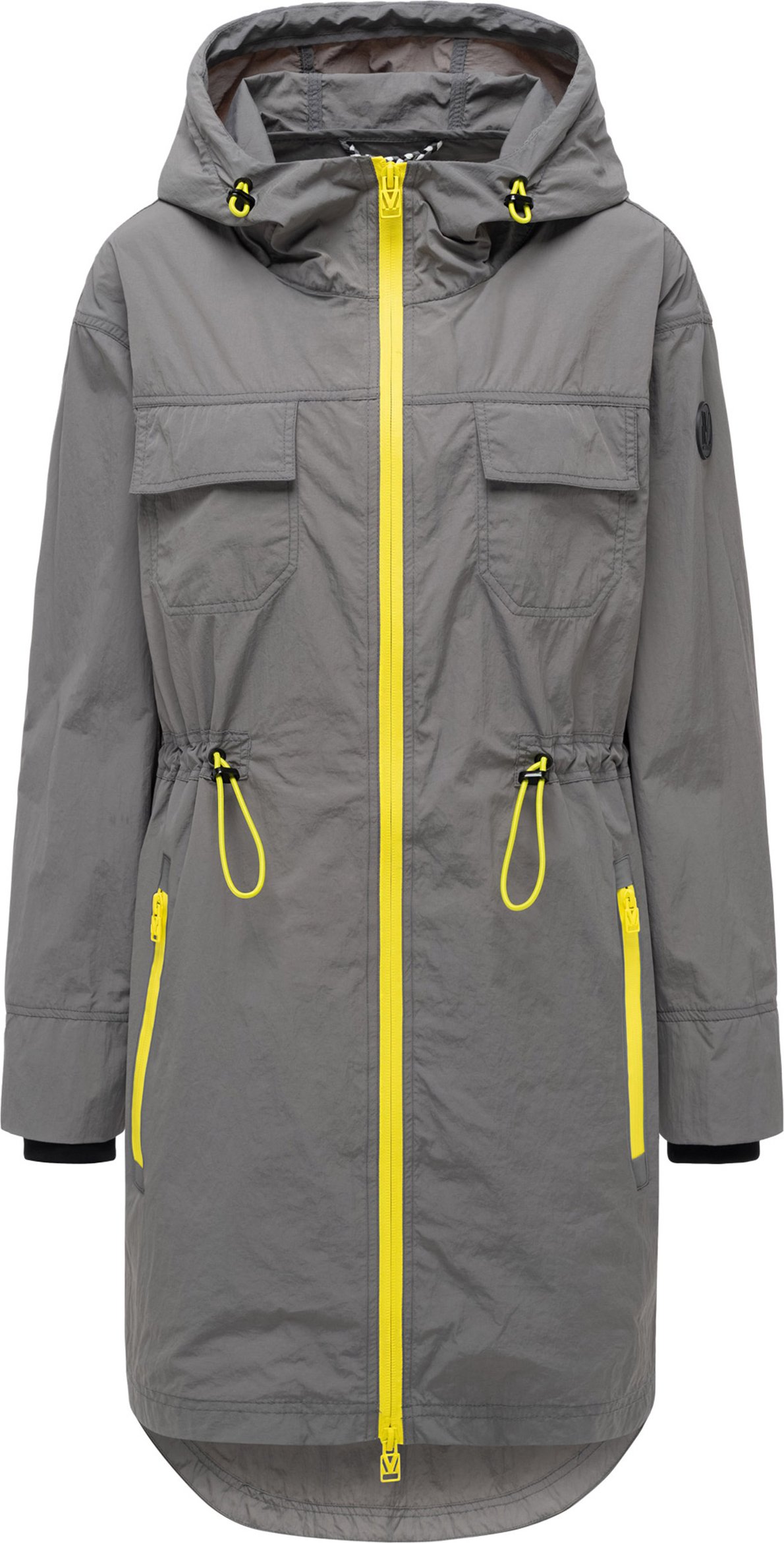 Marikoo Damen Mantel Übergangsjacke Trüffelbonbon mit Kapuze