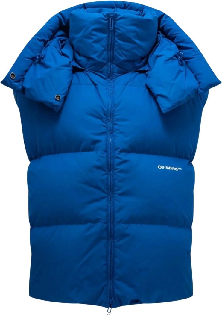 Off-White Bouce Hooded Gilet Pfauenblaue Daunenjacke