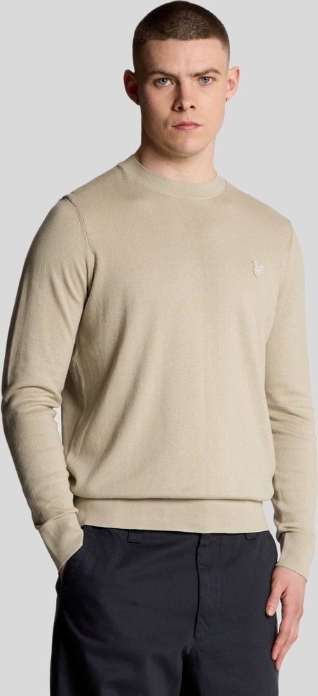 Thumbnail - Lyle & Scott Rundhalspullover aus superfeiner Baumwolle – Weidengrau