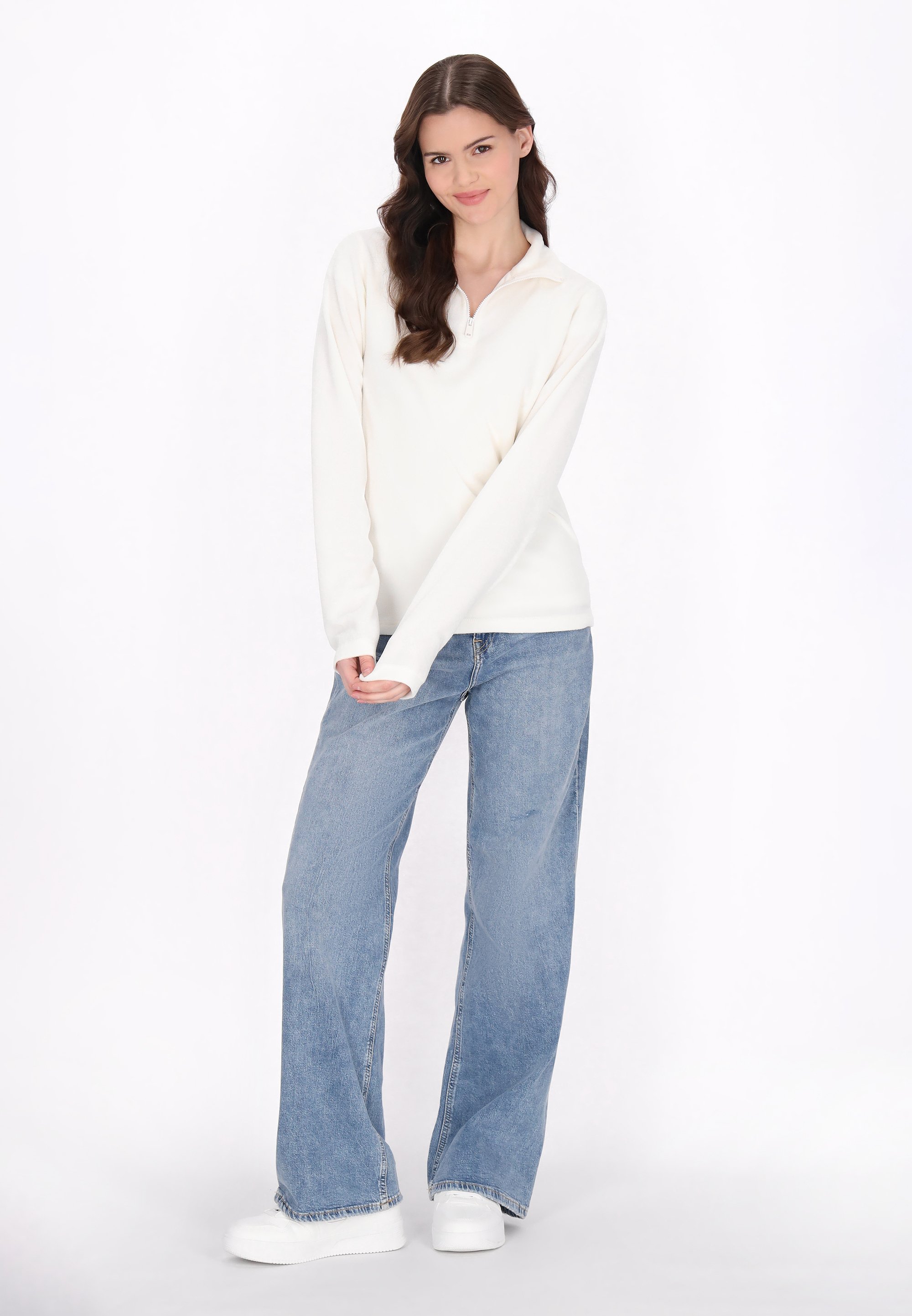 Thumbnail - Mymo Fleecepullover Damen weiss