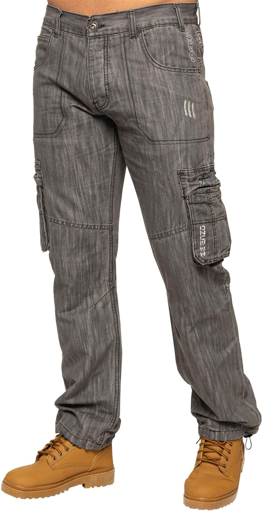 Enzo | Herren Combat Denim Jeans - Grau