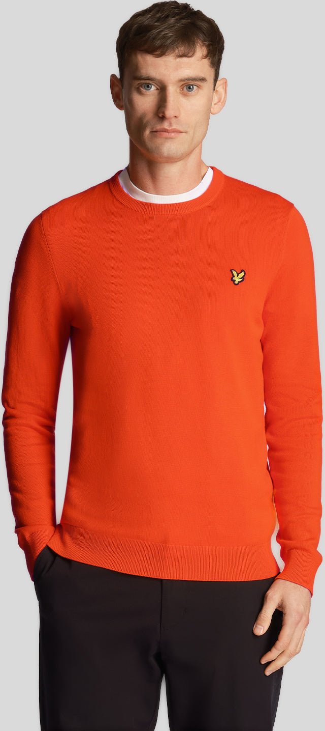 Thumbnail - Lyle & Scott Herren-Pullover aus Baumwolle mit Rundhalsausschnitt in Orange
