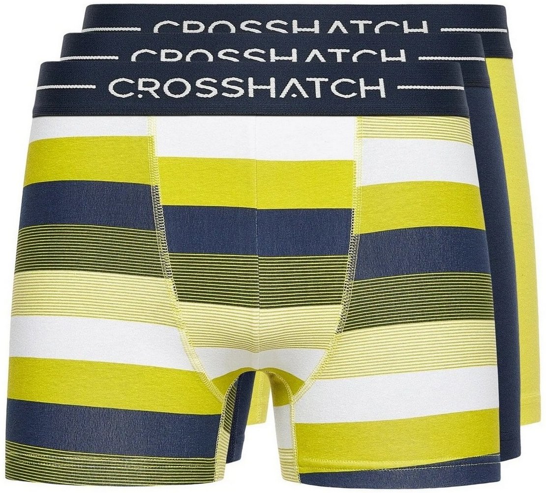 Crosshatch - "Avocet" Boxershorts für Herren(3er-Pack) (Gelb/Marineblau/Weiß)