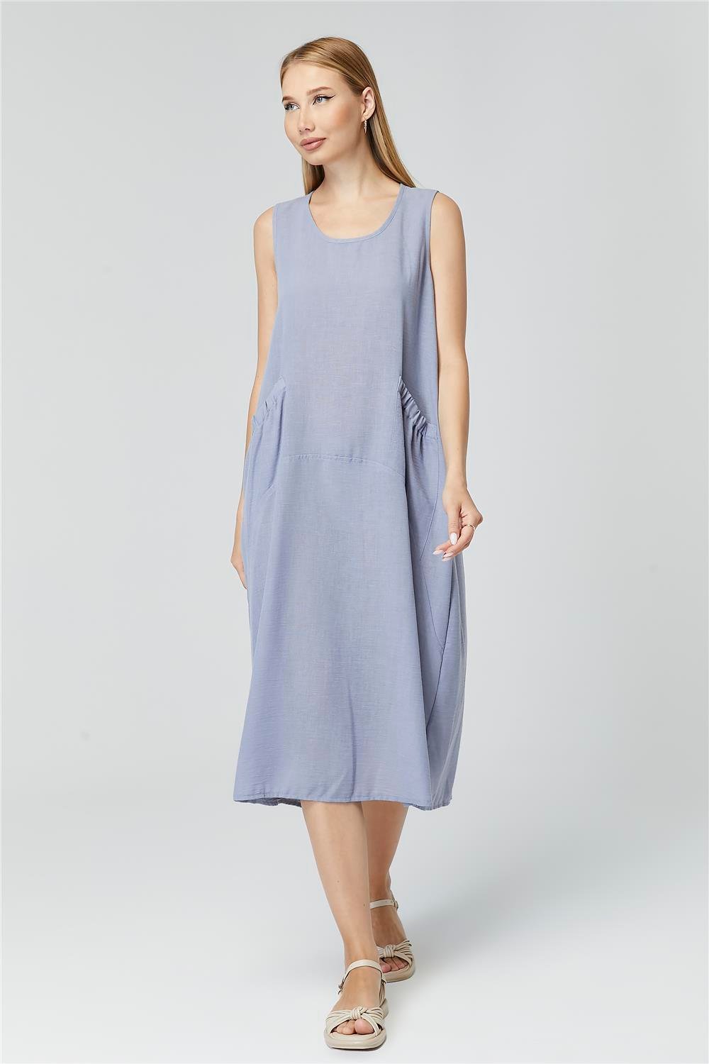 Ärmelloses Kordelzugtaschenkleid