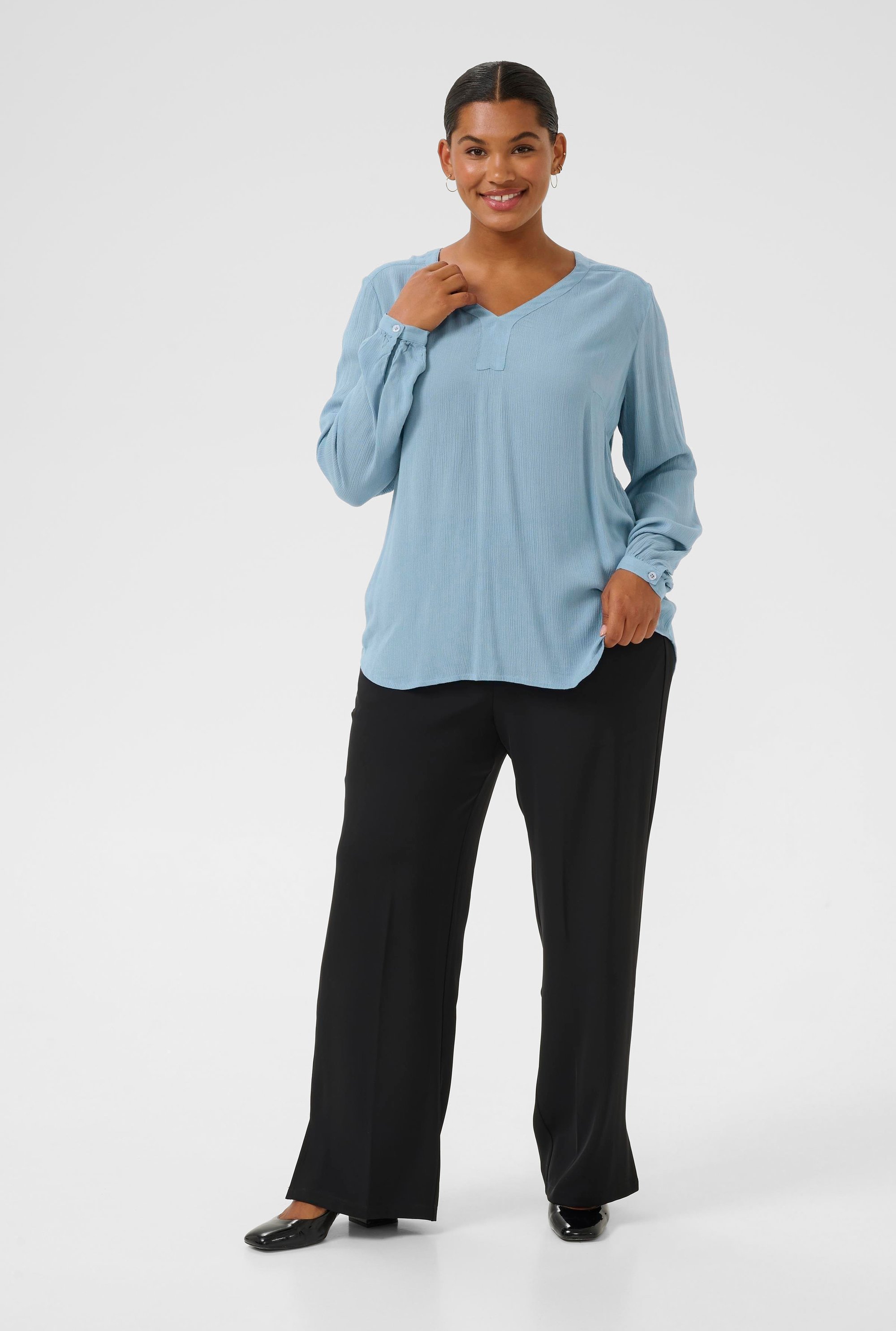 Langarm-Bluse KCami Regular fit light blue